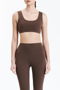 Nude Lucy Nude Active Crop Top in a Brown Chocolate Cacao Colour