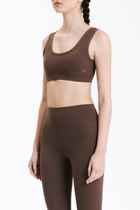 Nude Lucy Nude Active Crop Top in a Brown Chocolate Cacao Colour