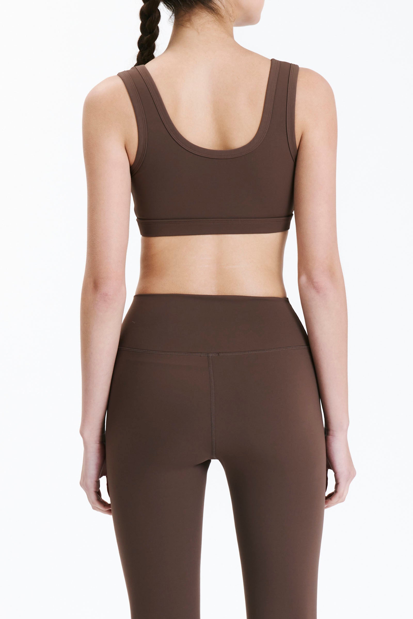 Nude Lucy Nude Active Crop Top In A Brown Chocolate Cacao Colour 
