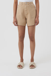 Nude Lucy Noa Denim Short In a Light Brown Biscuit Colour
