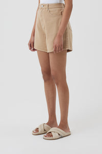 Nude Lucy Noa Denim Short In a Light Brown Biscuit Colour