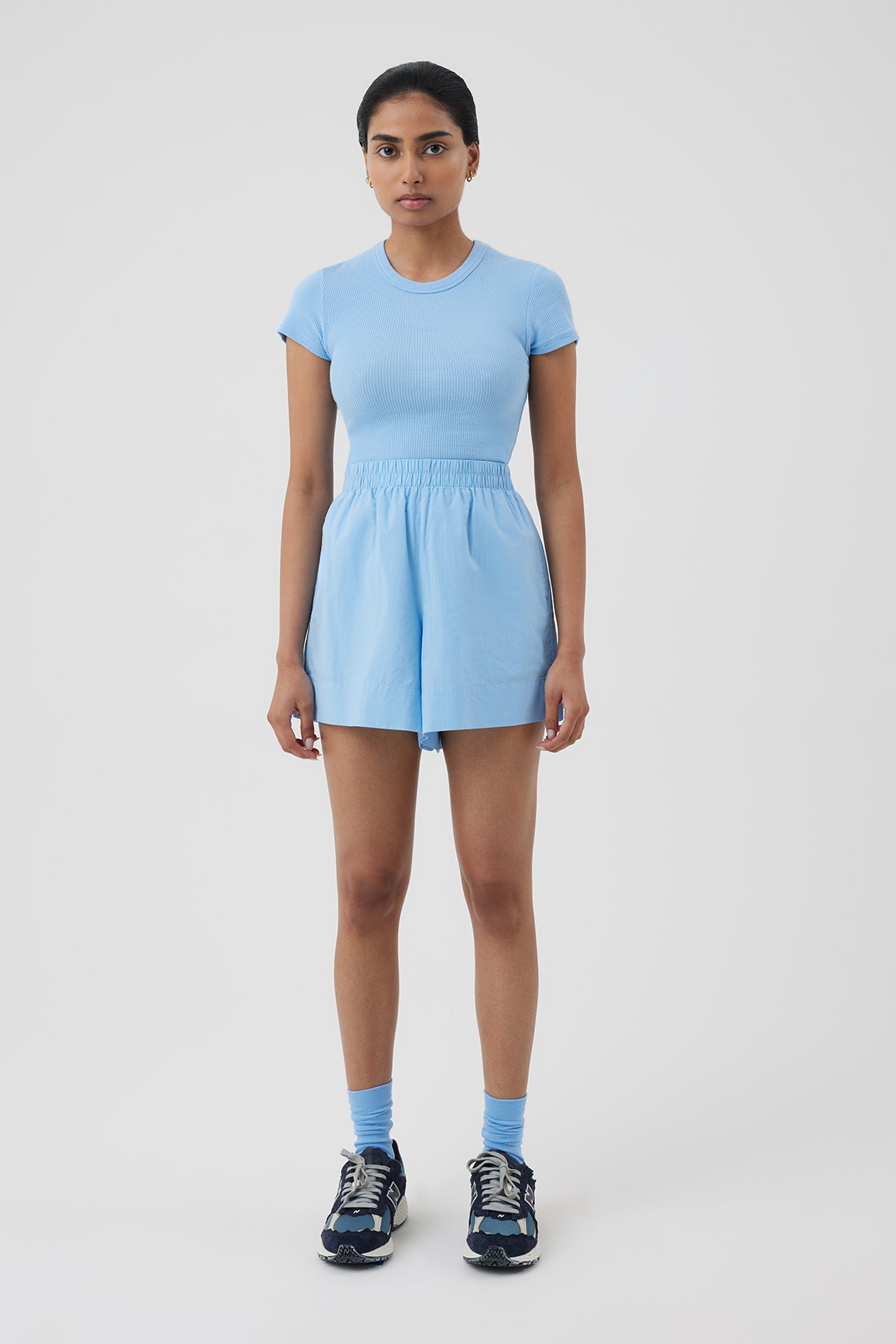 Nude Lucy Naya Washed Cotton Short In a Blue Horizon Colour