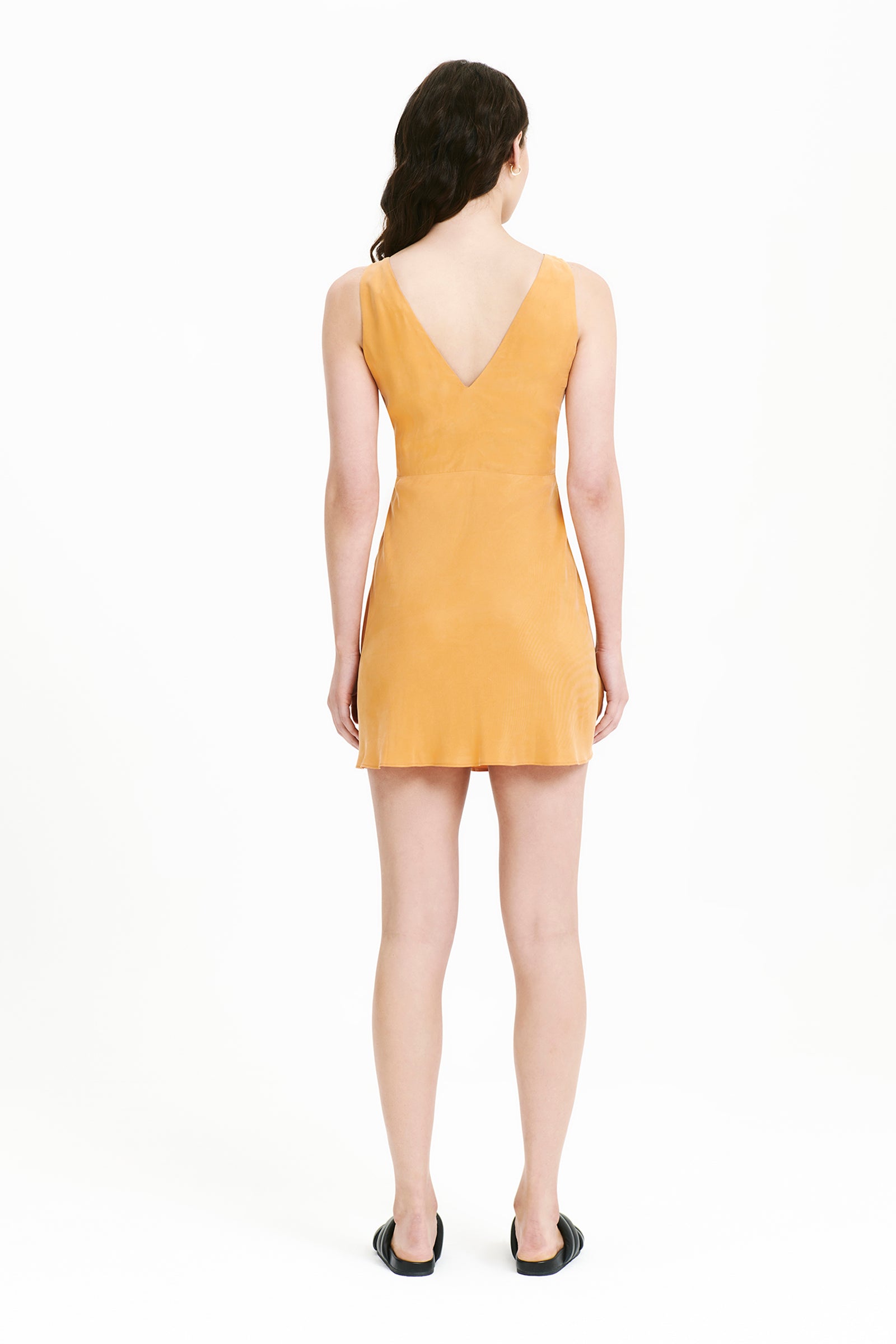 Nude Lucy Reese Cupro Mini Dress In an Orange Mandarin Colour