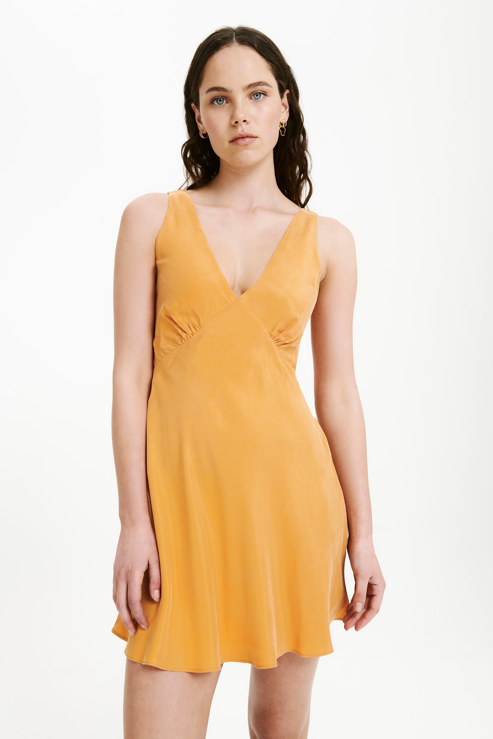 Nude Lucy Reese Cupro Mini Dress In an Orange Mandarin Colour