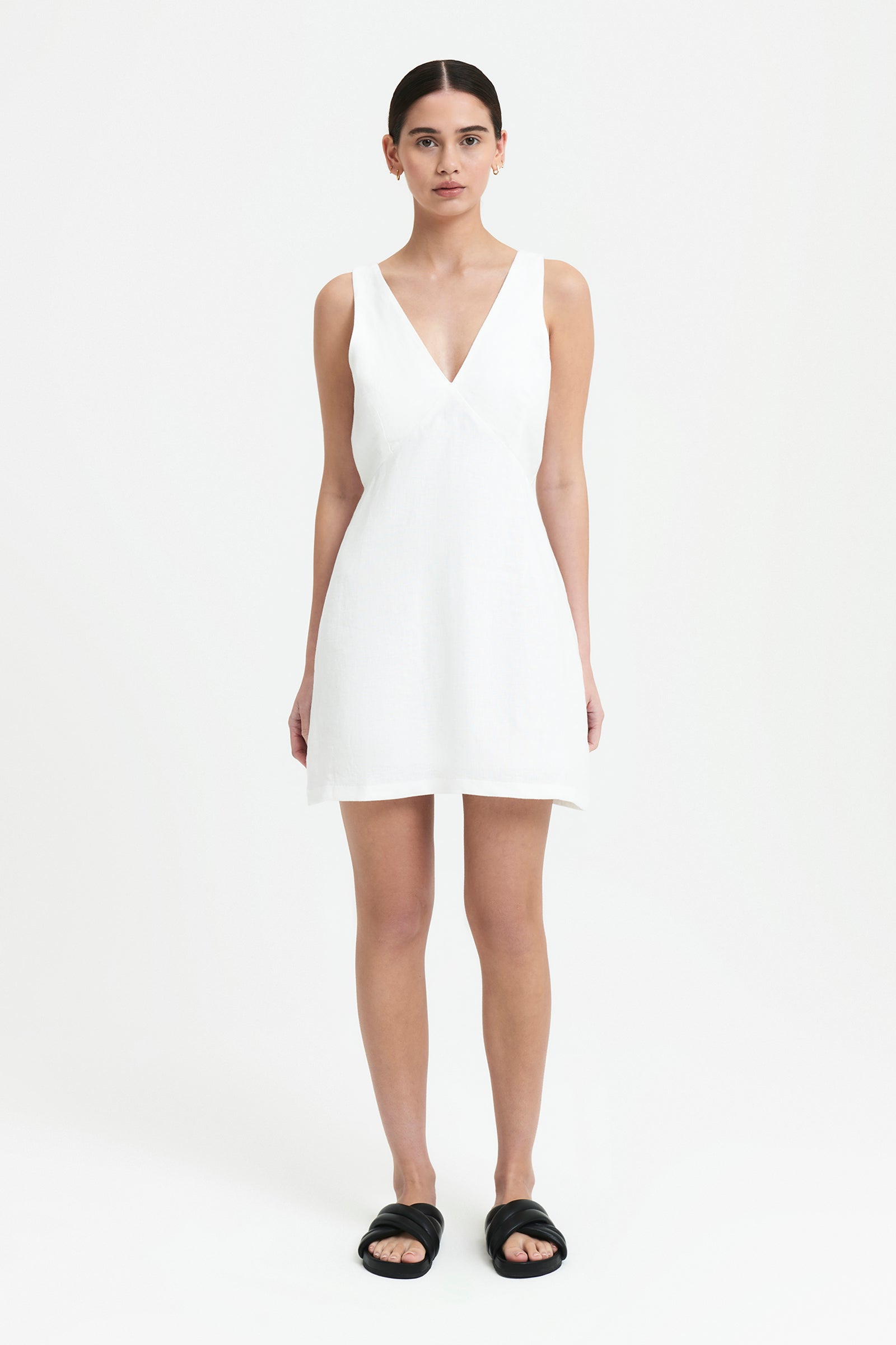 Nude Lucy Sima Linen Mini Dress in White