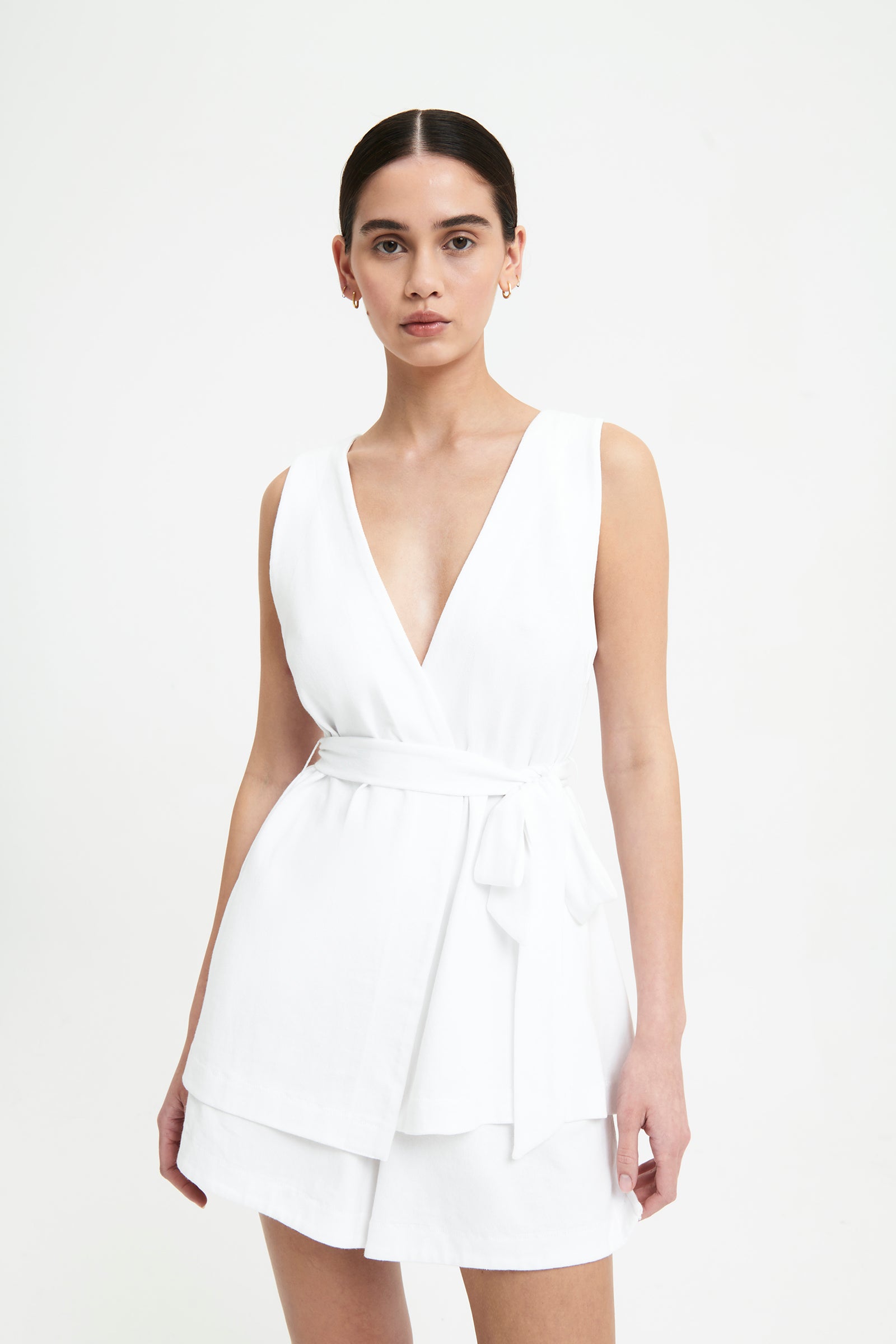 Nude Lucy Fes Wrap Top In White 