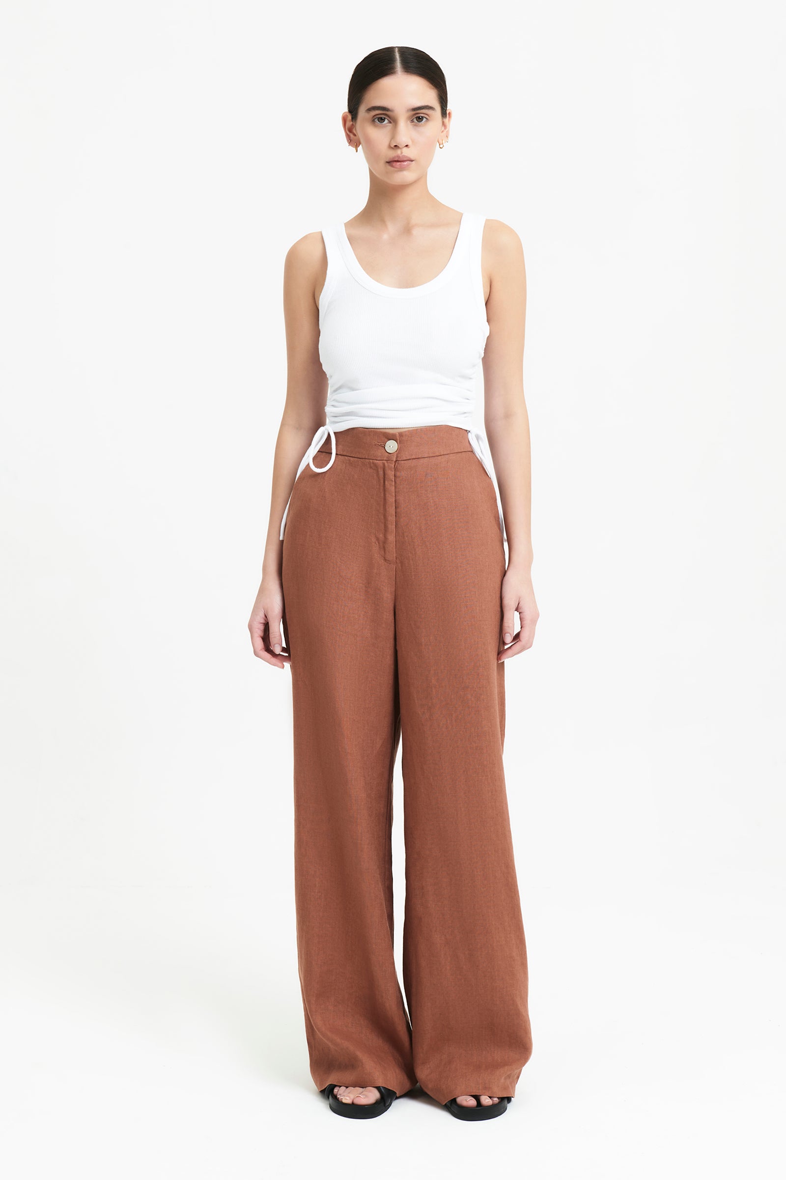 Nude Lucy Sima Linen Pant In Terracotta 