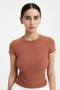 Nude Lucy Monroe Organic Rib Tee in Terracotta