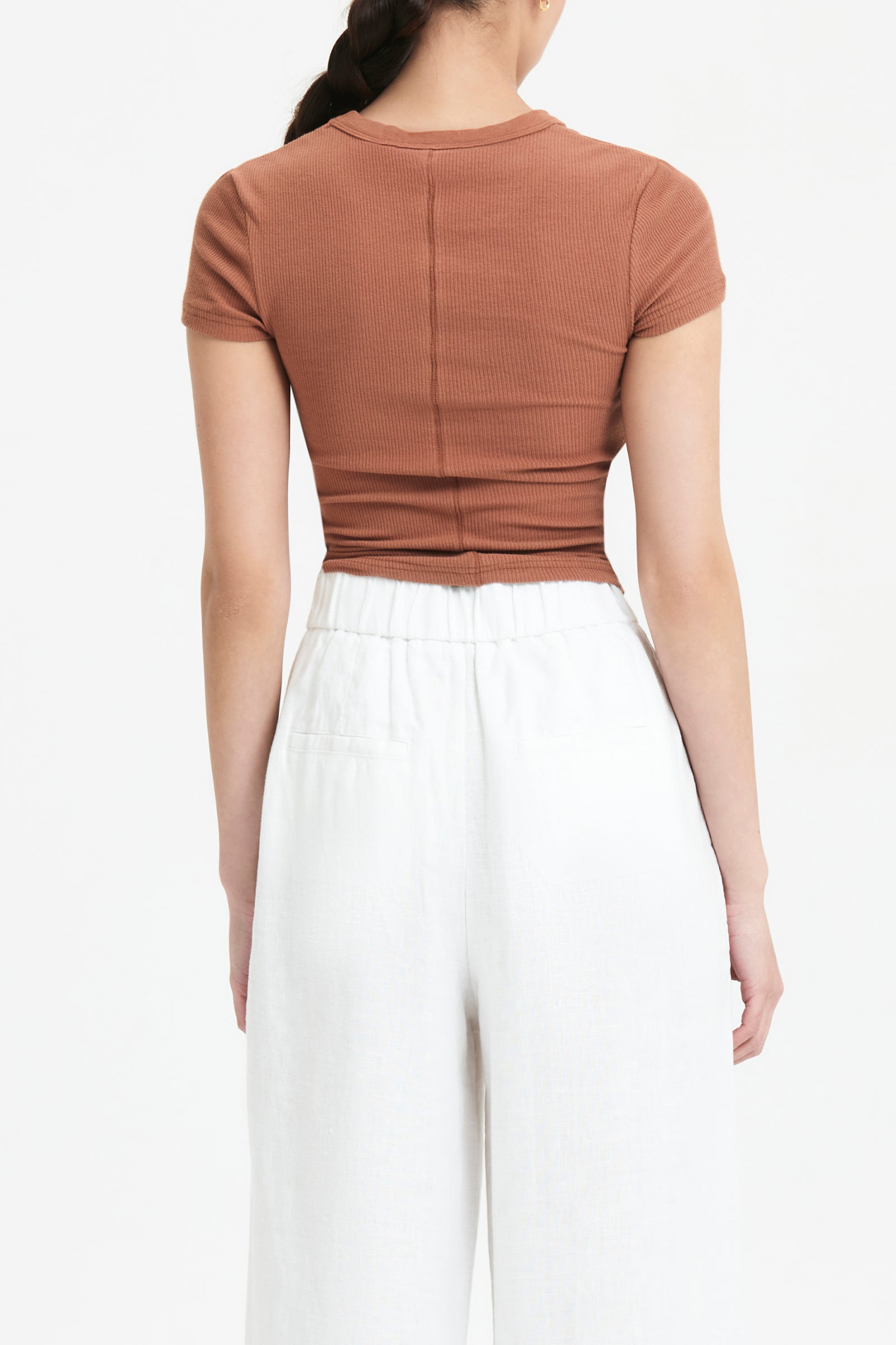Nude Lucy Monroe Organic Rib Tee In Terracotta 