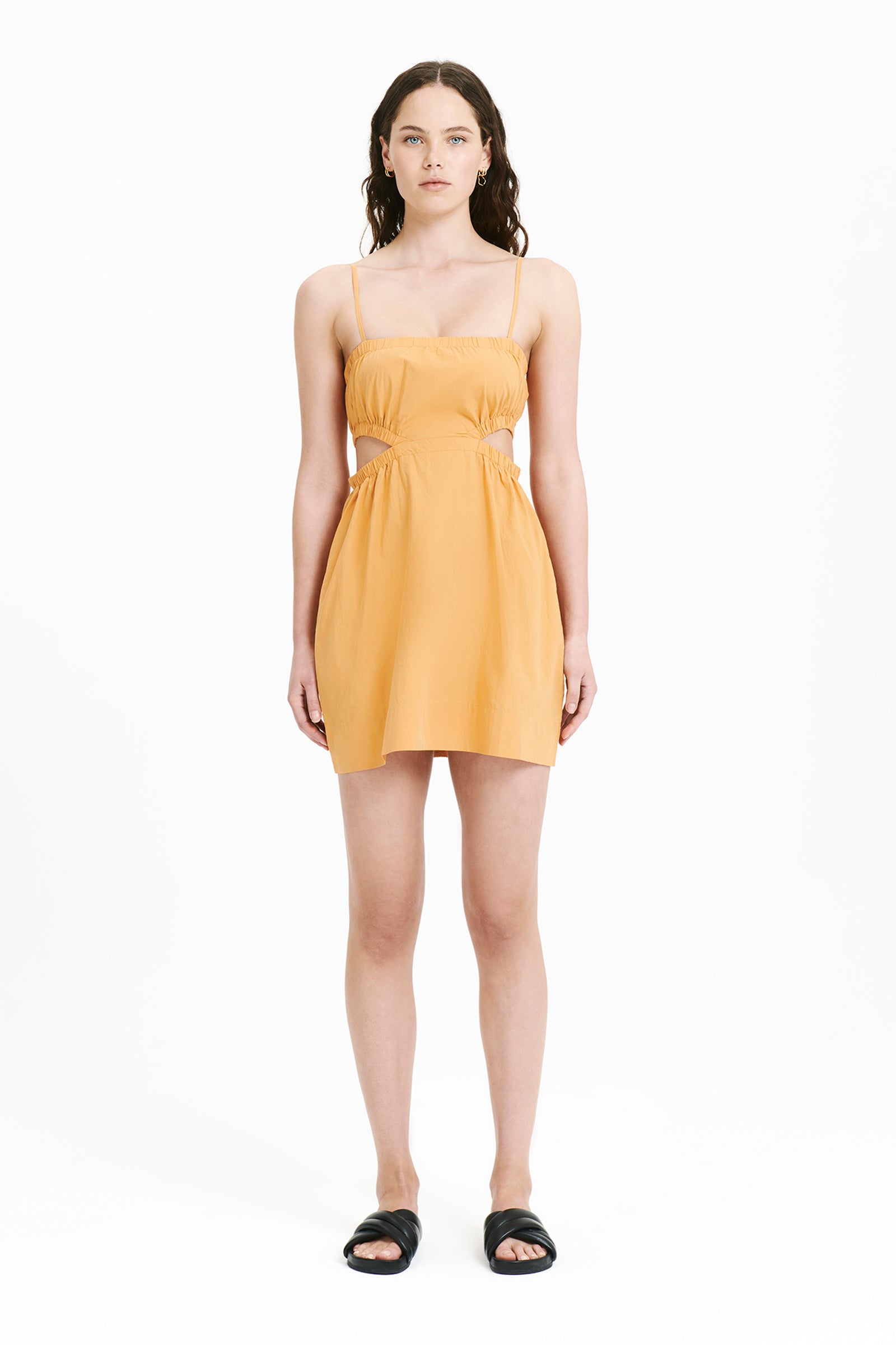 Nude Lucy Oasis Cut Out Mini Dress In an Orange Mandarin Colour