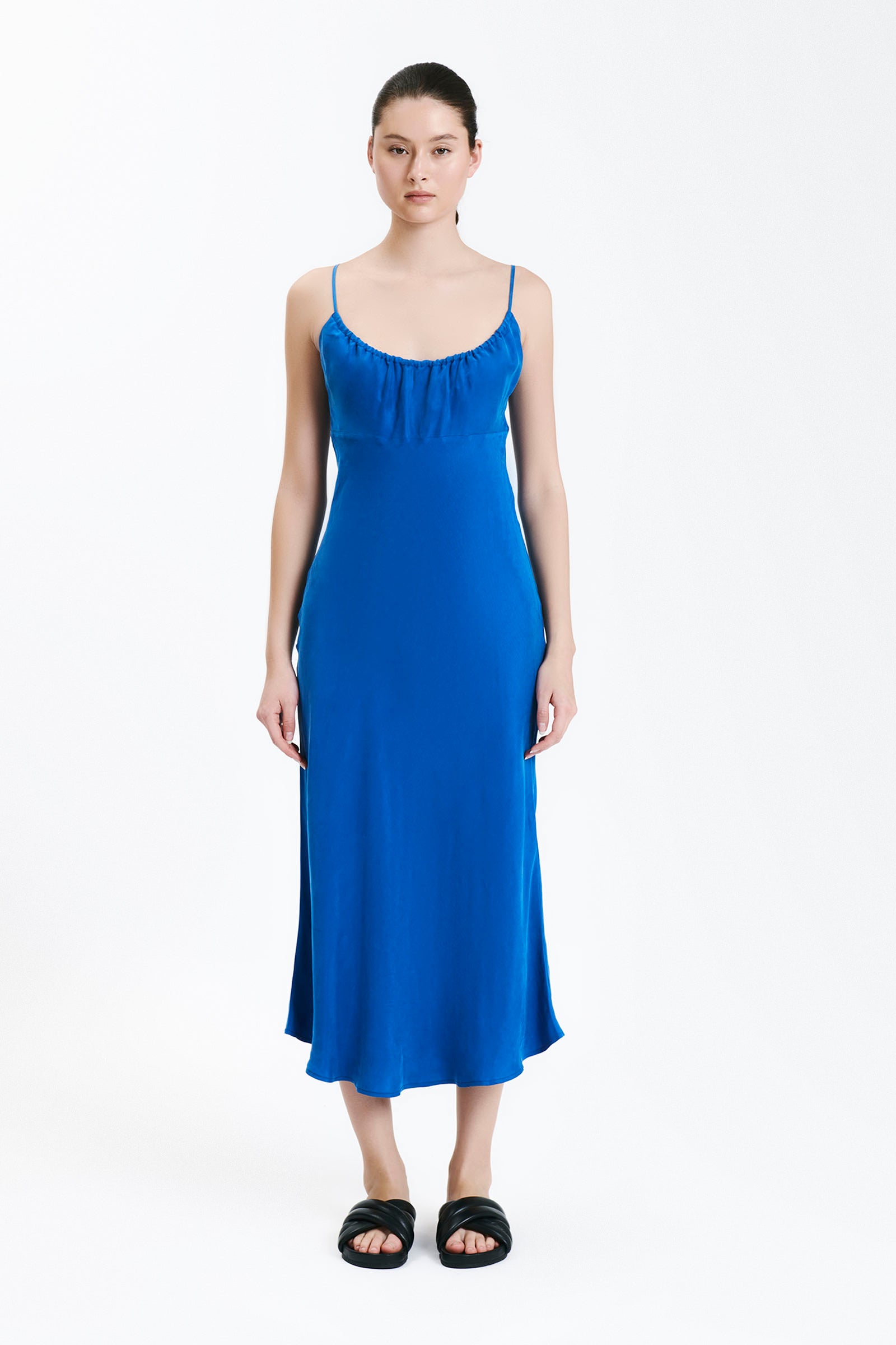 Nude Lucy Sol Cupro Dress In A Bright Blue Pacific Colour 