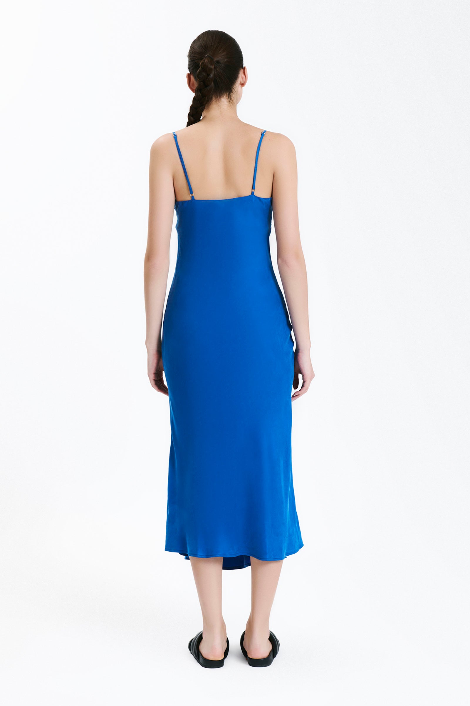 Nude Lucy Sol Cupro Dress In A Bright Blue Pacific Colour 