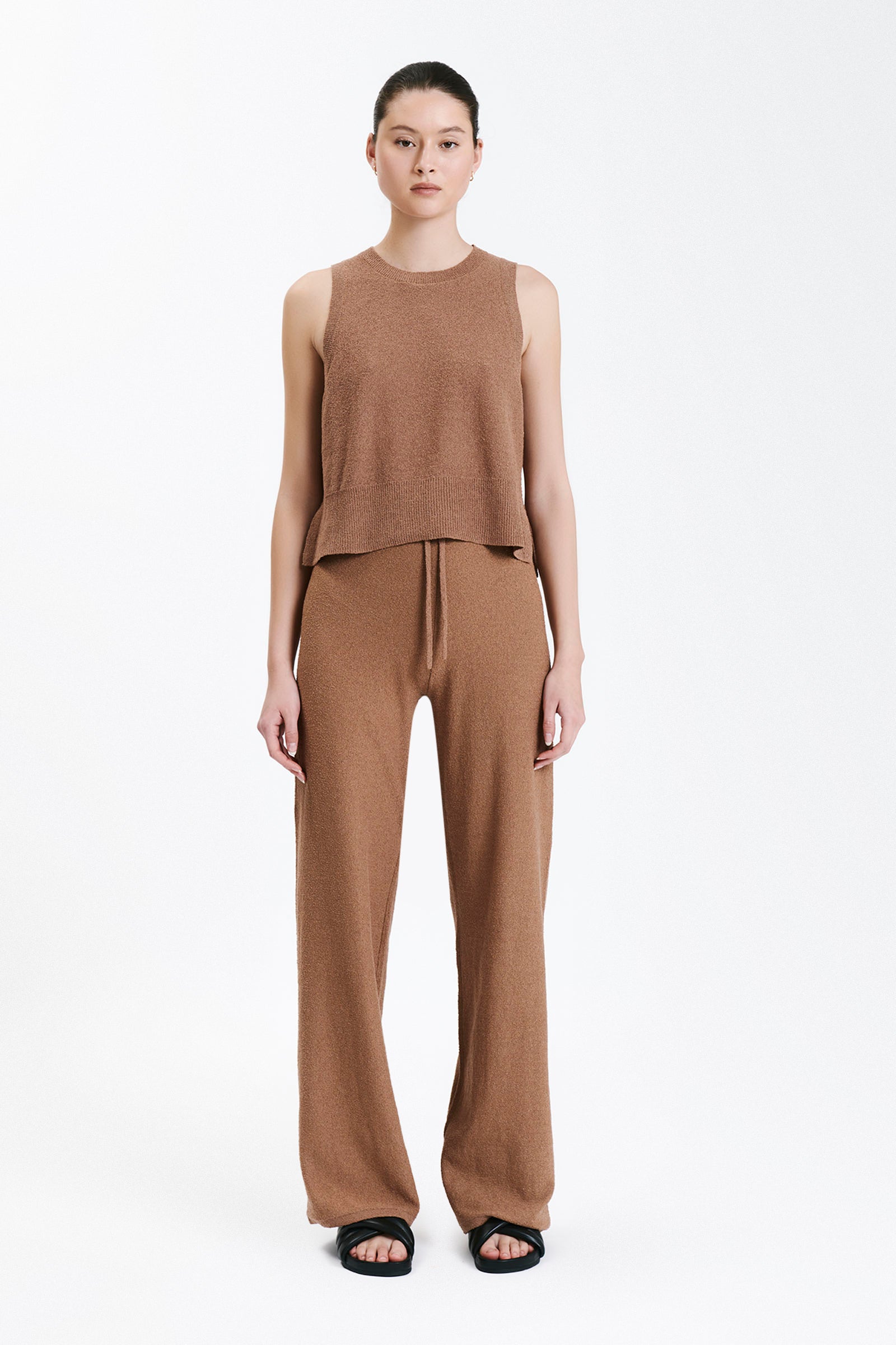 Nude Lucy Binx Cropped Tank In A Light Brown Fudge Colour 