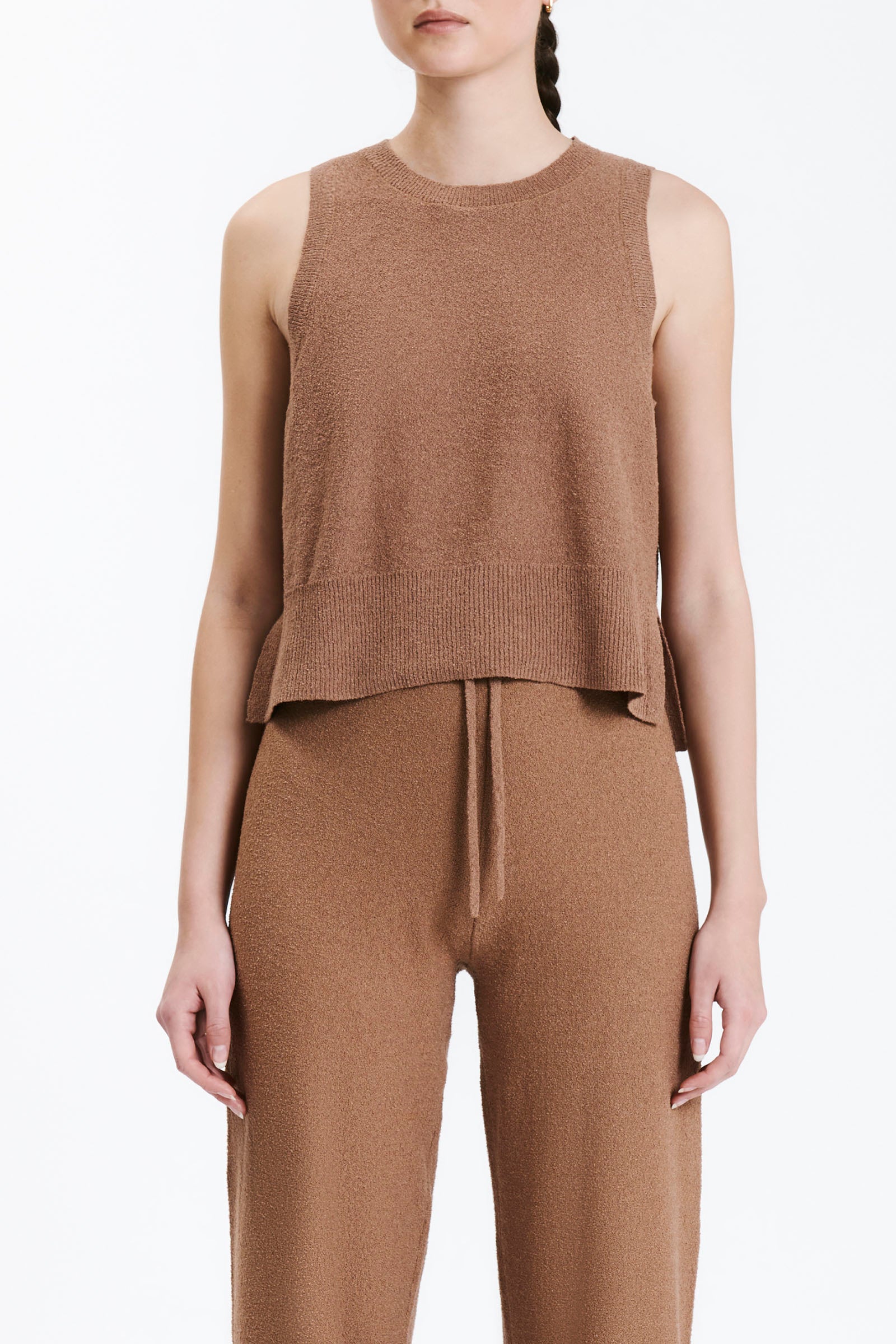 Nude Lucy Binx Cropped Tank In A Light Brown Fudge Colour 