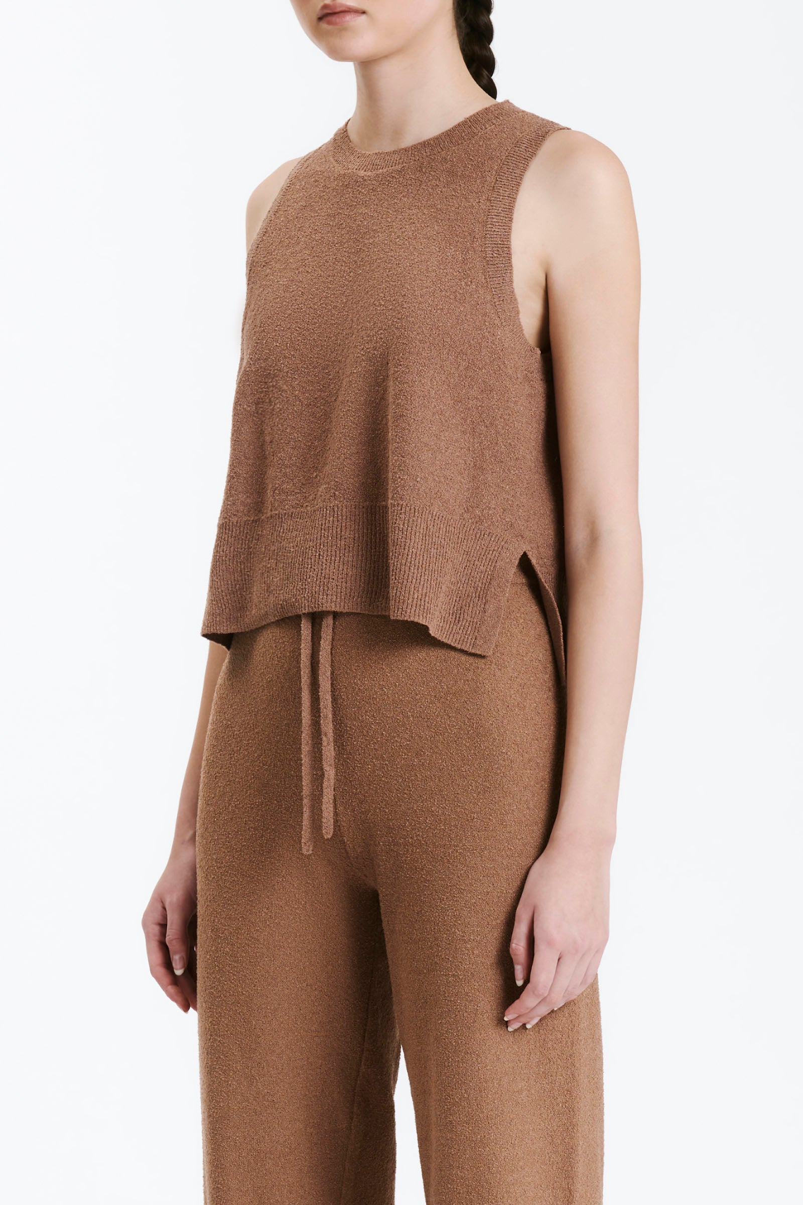 Nude Lucy Binx Cropped Tank In A Light Brown Fudge Colour 