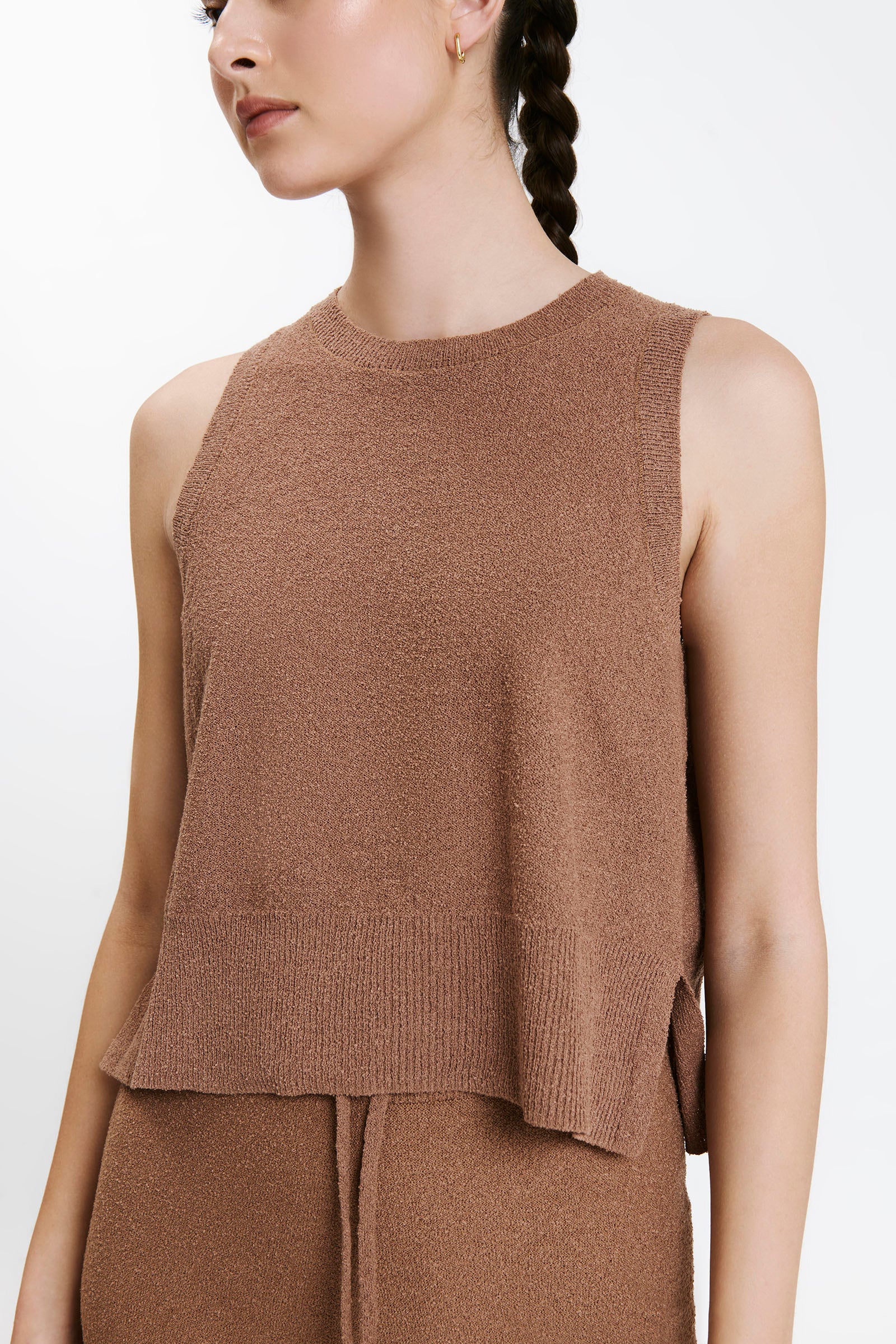 Nude Lucy Binx Cropped Tank In A Light Brown Fudge Colour 