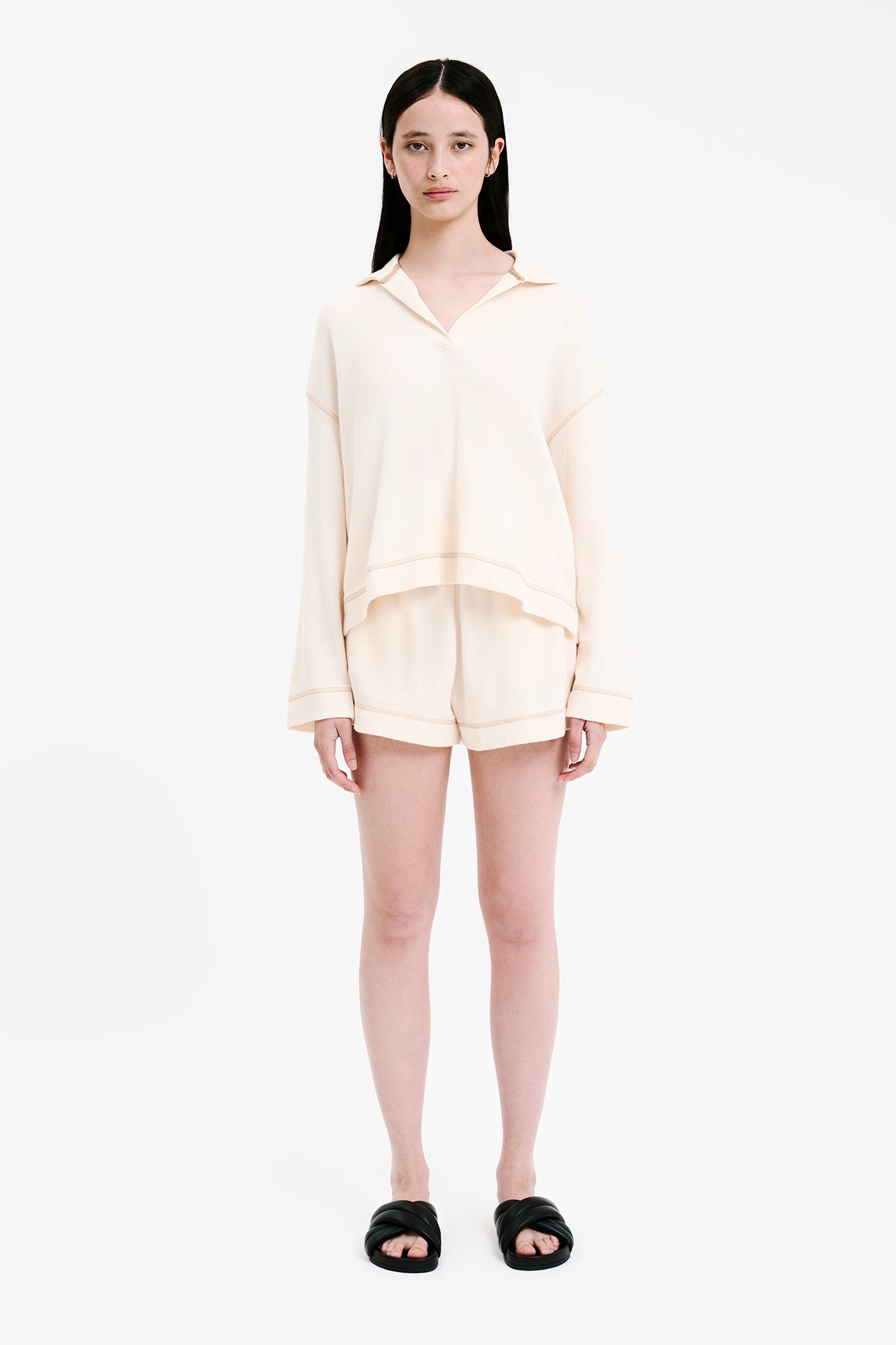 Nude Lucy Orion Waffle Short in White Cloud