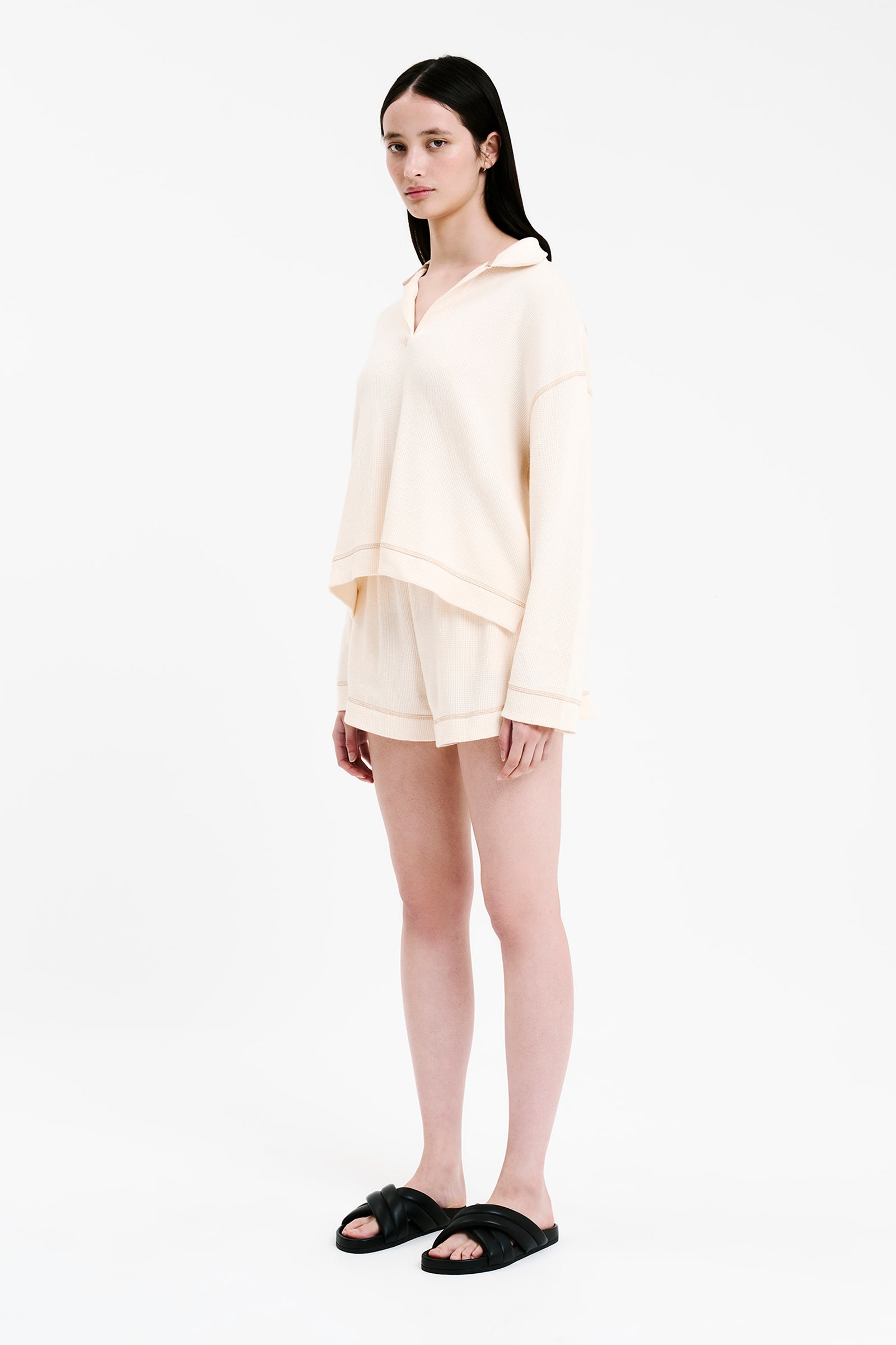 Nude Lucy Orion Waffle Rugby in White Cloud