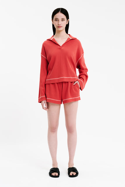 ORION WAFFLE SHORT-Coral