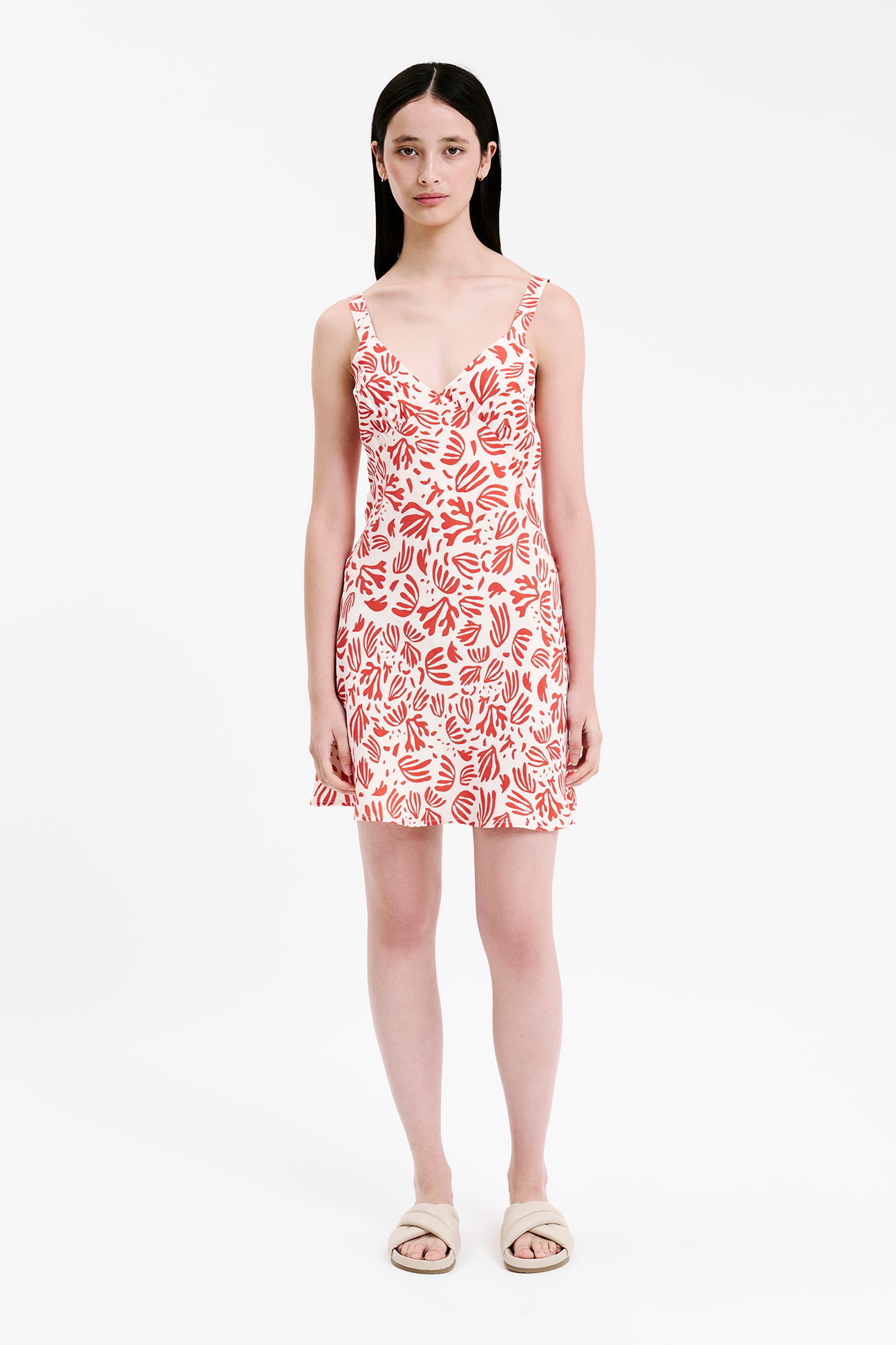 Nude Lucy Enver Mini Dress In A Orange & White Venus Print 