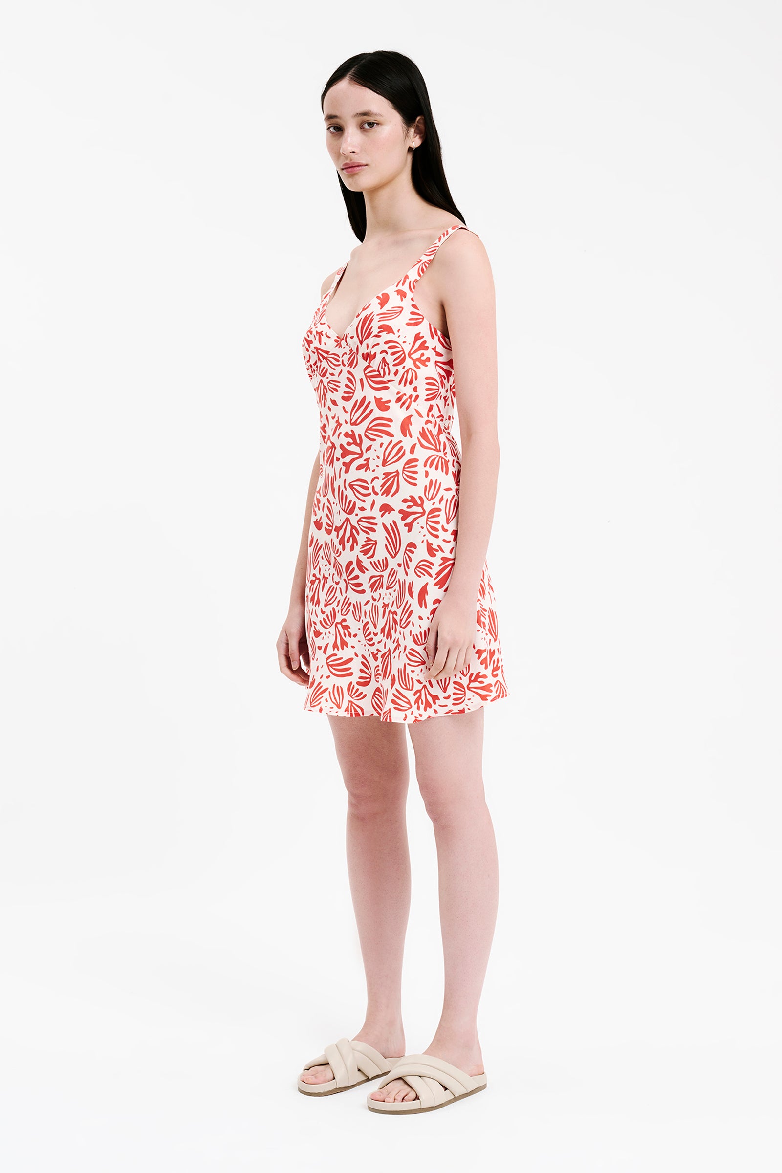 Nude Lucy Enver Mini Dress In A Orange & White Venus Print 