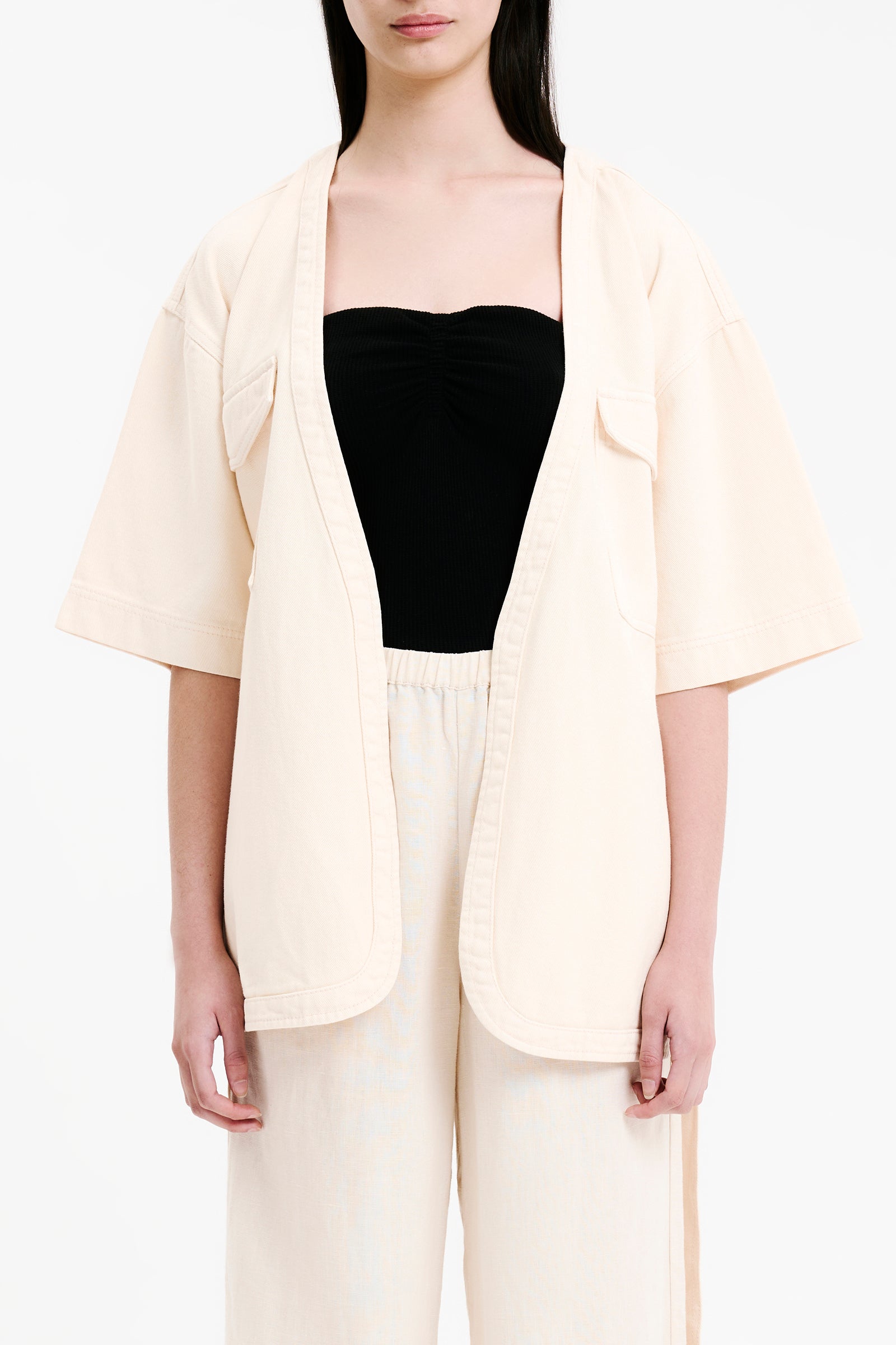 Nude Lucy Blaise Tie Front Jacket In White Cloud 