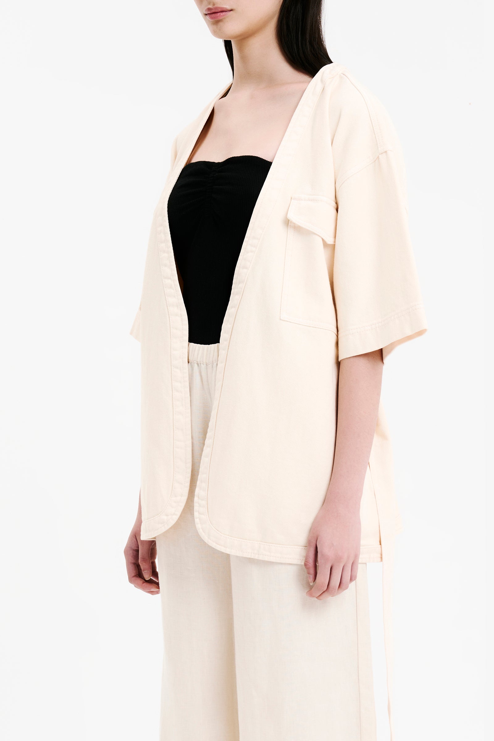 Nude Lucy Blaise Tie Front Jacket In White Cloud 