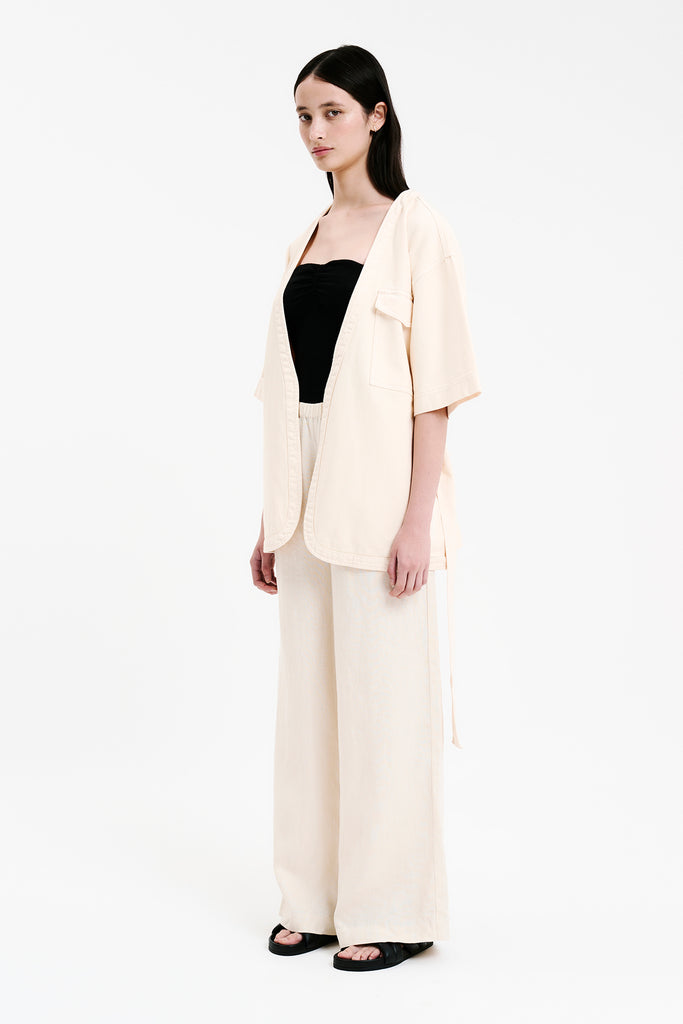 Shop Blaise Tie Front Jacket in Cloud | Nude Lucy