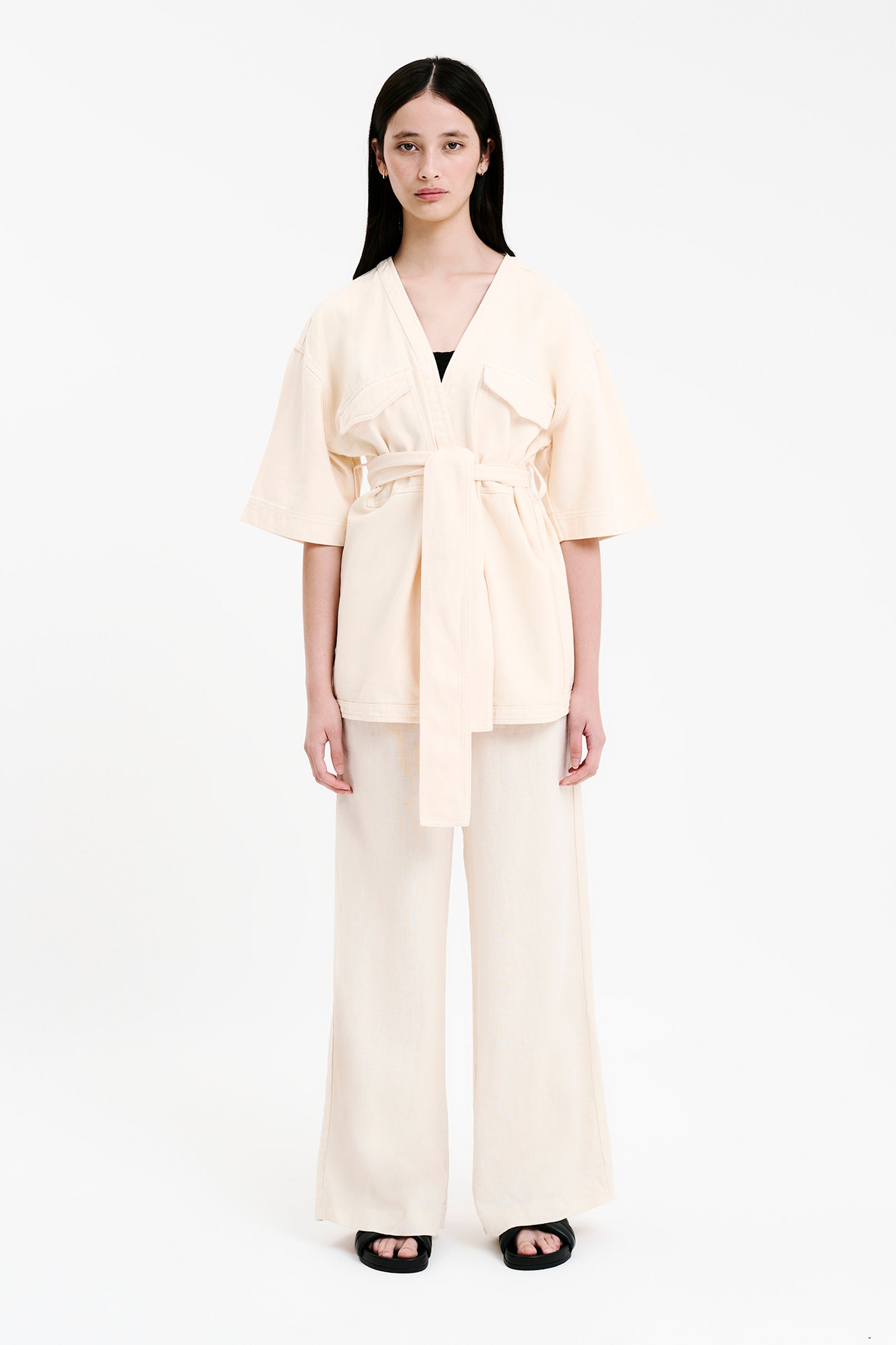 Nude Lucy Blaise Tie Front Jacket In White Cloud 
