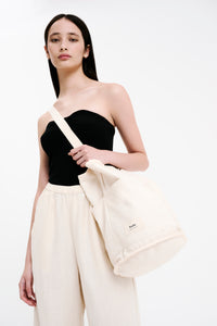 Nude Lucy Canvas Bucket Bag in White Cloud