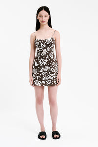 Nude Lucy Aries Mini Dress in a Brown & White Meridian Print