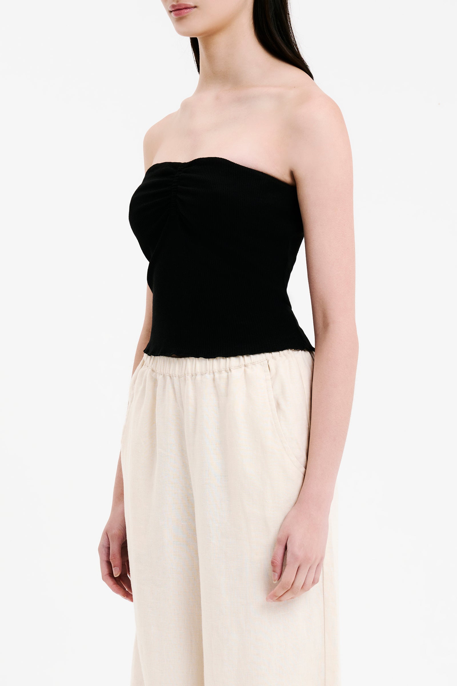 Nude Lucy Desi Waffle Bodice Top in Black