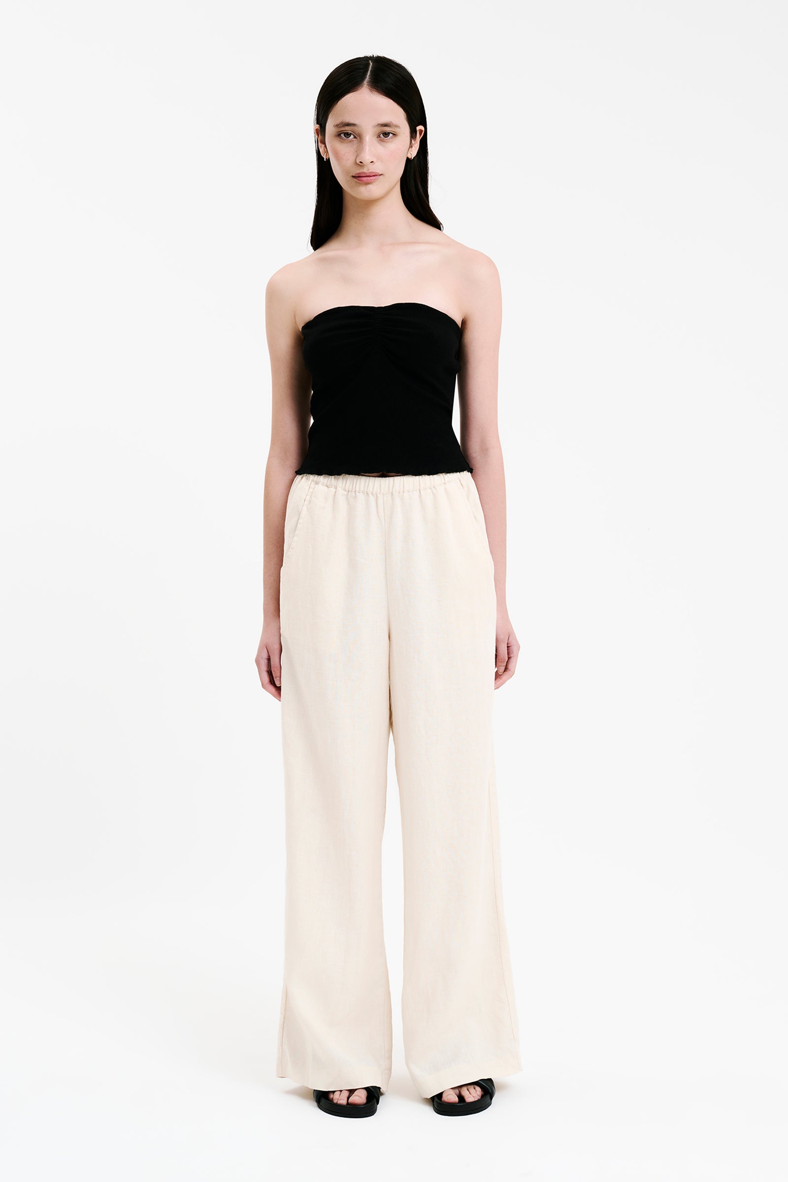 Nude Lucy Desi Waffle Bodice Top in Black