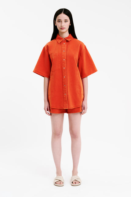 BLAISE OVERSIZED SHIRT-Coral
