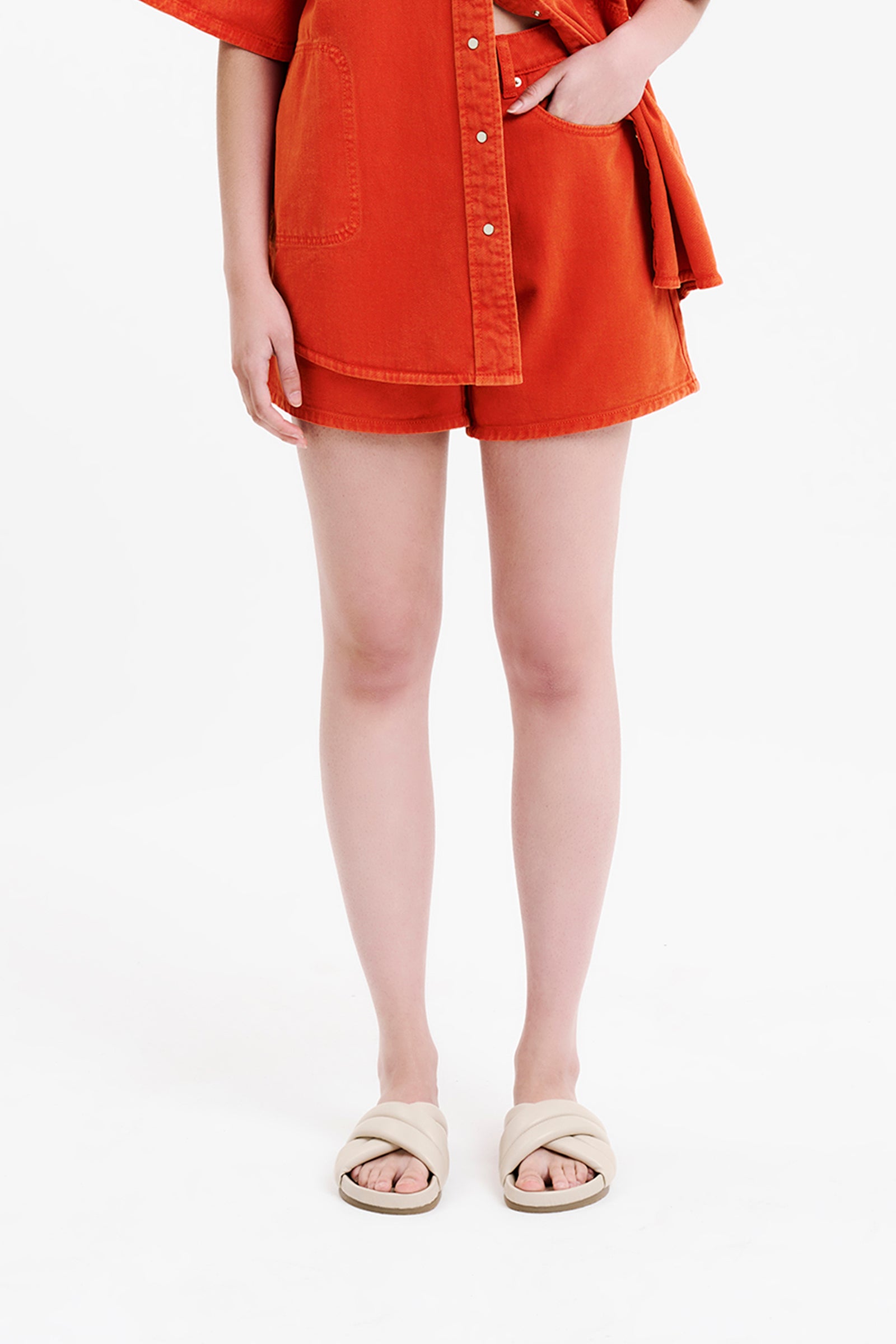 Nude Lucy Blaise Short in a Pink & Orange Toned Coral Colour