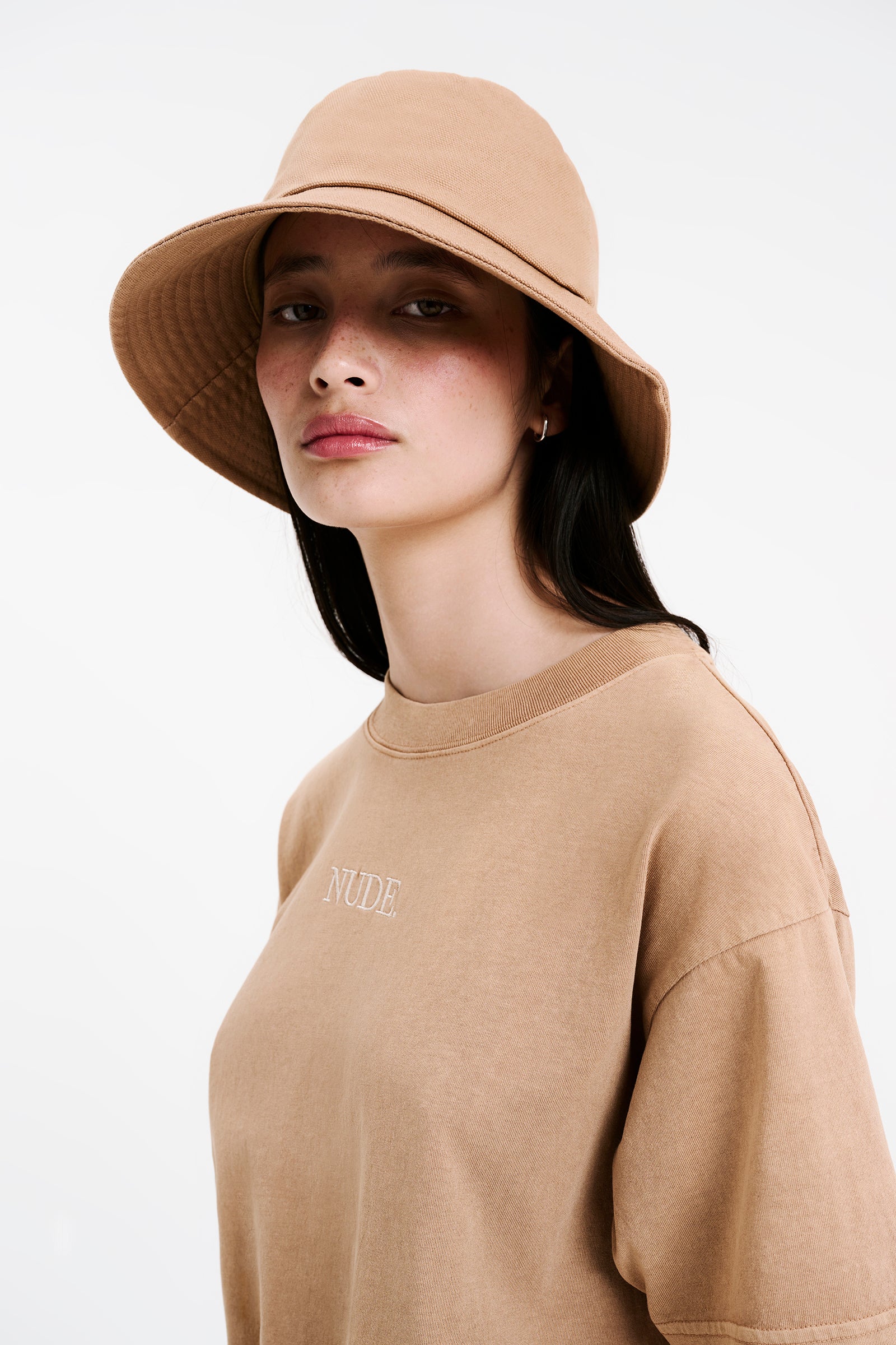 Nude Lucy Canvas Bucket Hat In a Brown Sesame Colour