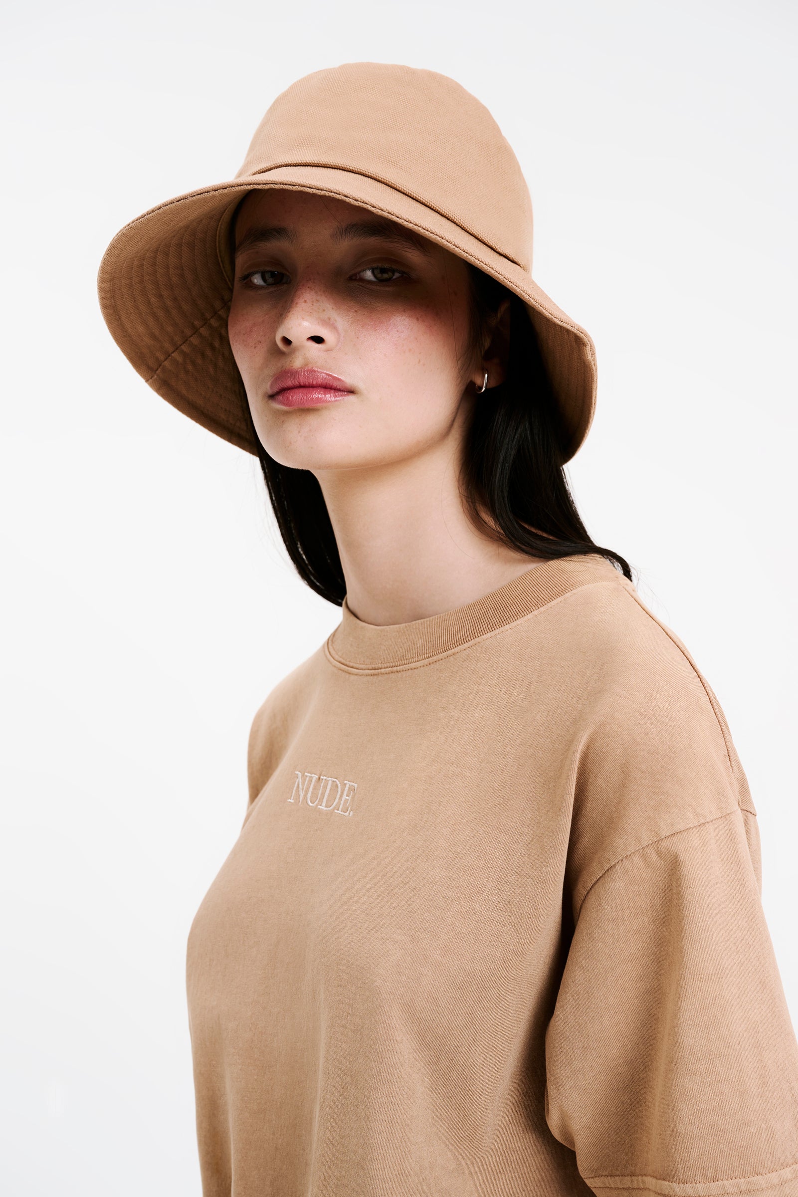 Nude Lucy Canvas Bucket Hat In A Brown Sesame Colour 