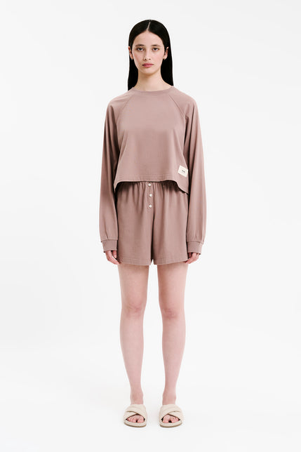 LOUNGE JERSEY LS TEE-Carob