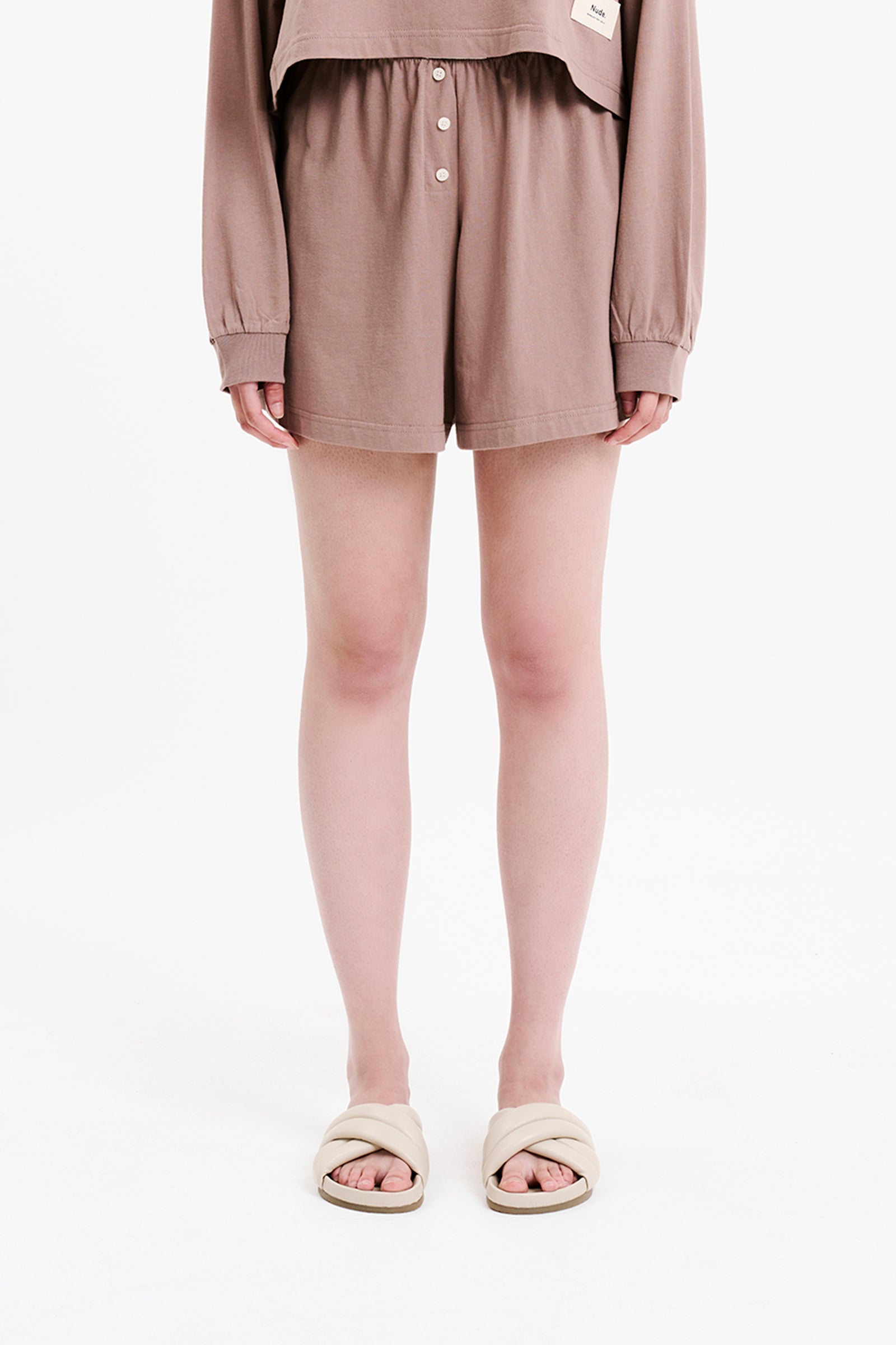 Nude Lucy Lounge Jersey Boxer Short In A Brown Carob Colour 