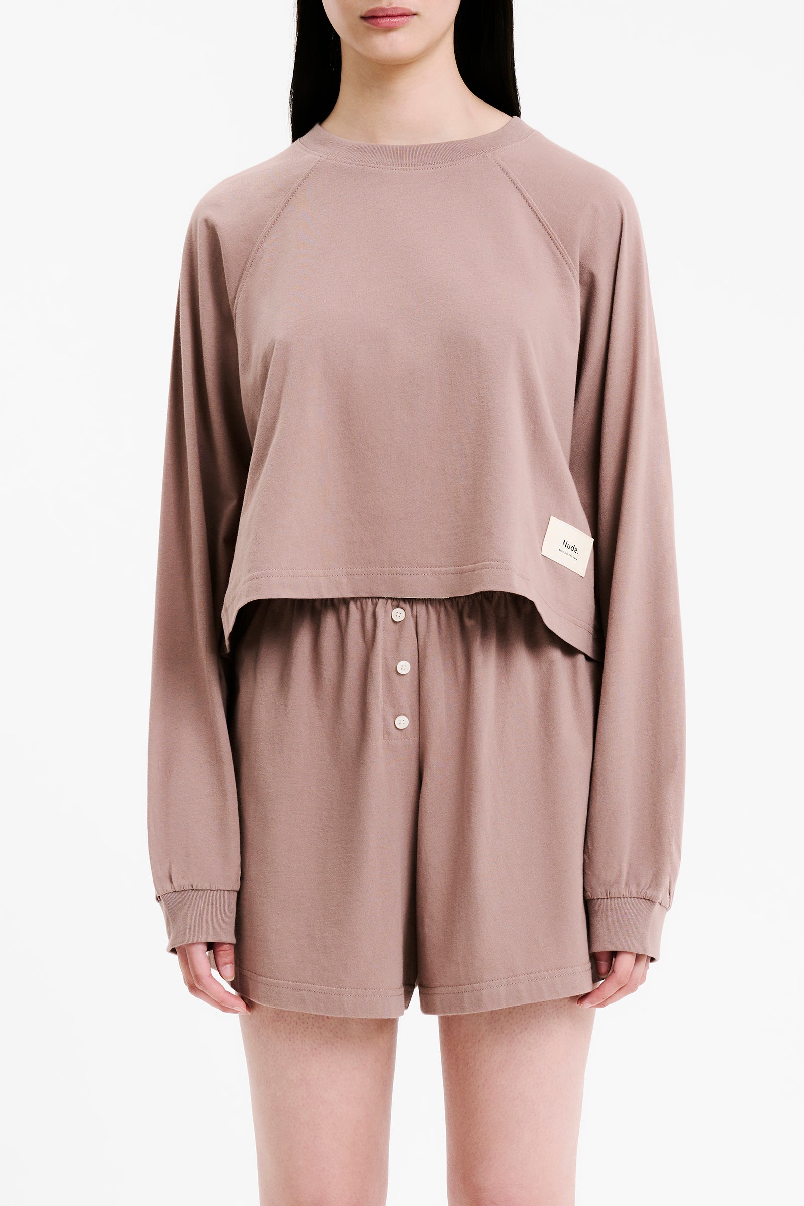 Nude Lucy Lounge Jersey L S Tee In A Brown Carob Colour 