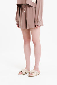 Nude Lucy Lounge Jersey Boxer Short in a Brown Carob Colour