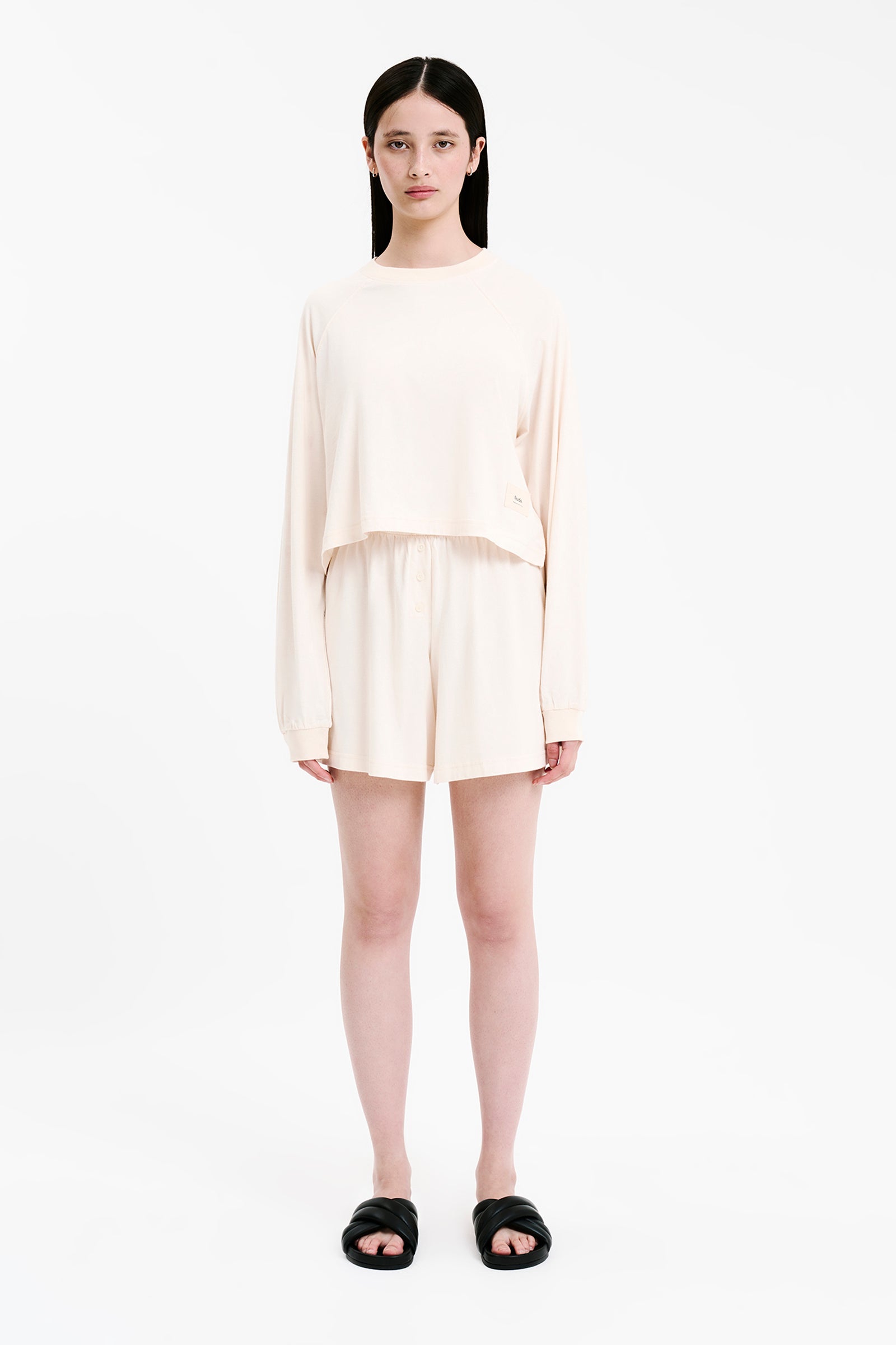 Nude Lucy Lounge Jersey L S Tee in White Cloud