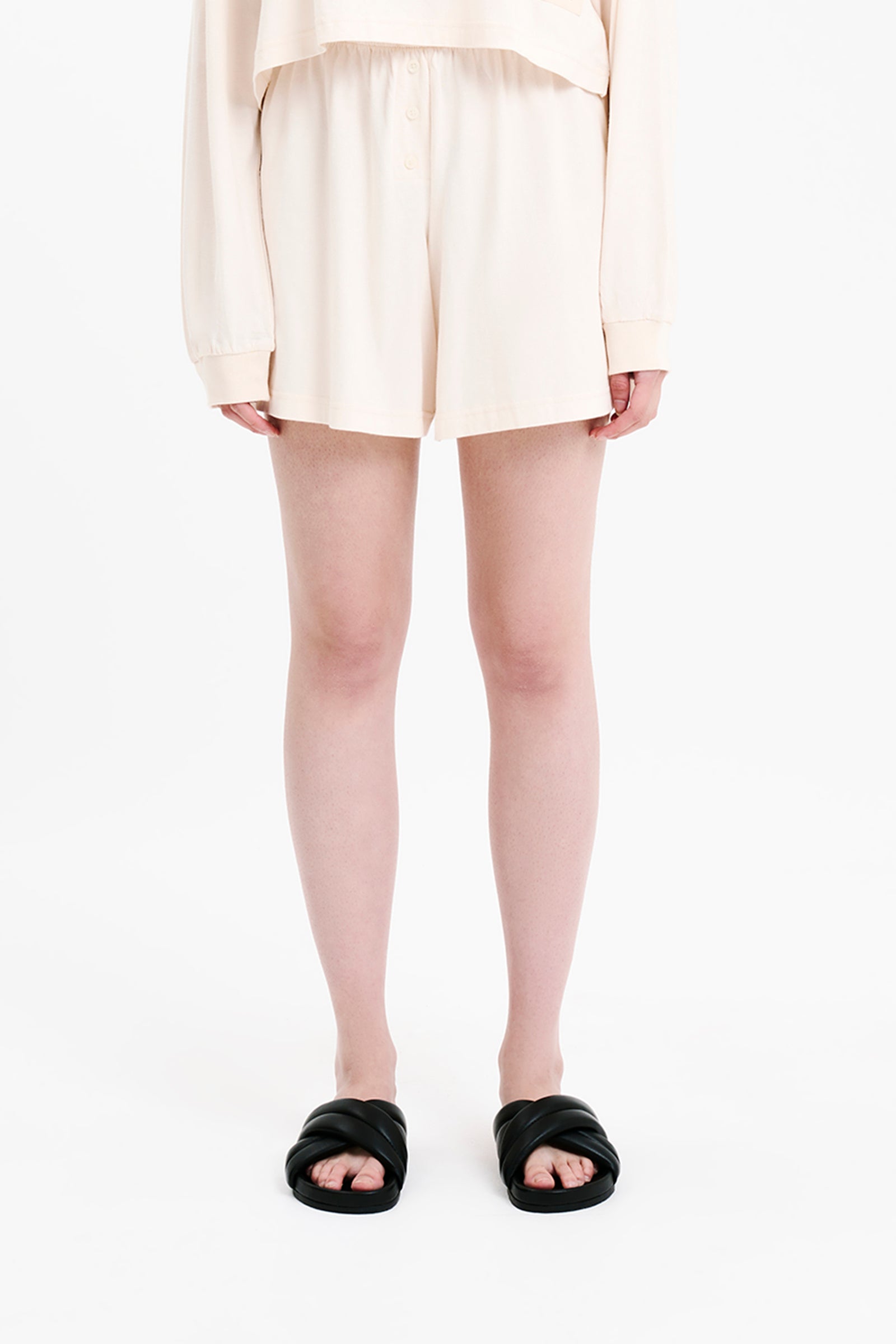 Nude Lucy Lounge Jersey Boxer Short In White Cloud 