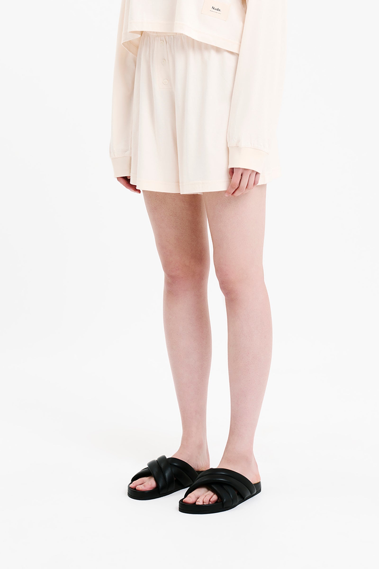 Nude Lucy Lounge Jersey Boxer Short In White Cloud 
