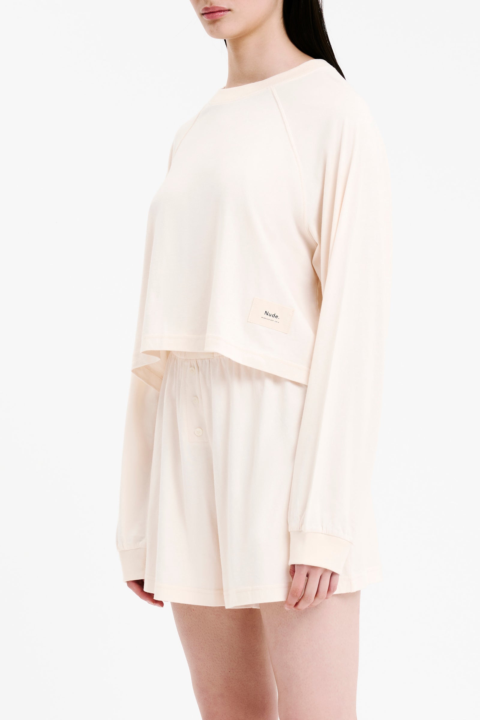 Nude Lucy Lounge Jersey L S Tee in White Cloud