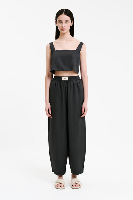 LOUNGE HERITAGE LINEN CAMI-Coal