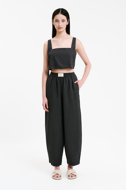 LOUNGE HERITAGE LINEN PANT-Coal