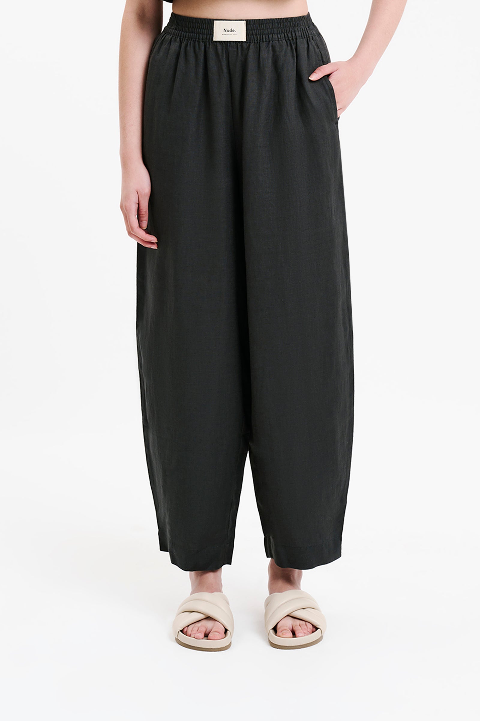 Lounge Heritage Linen Pant Coal 