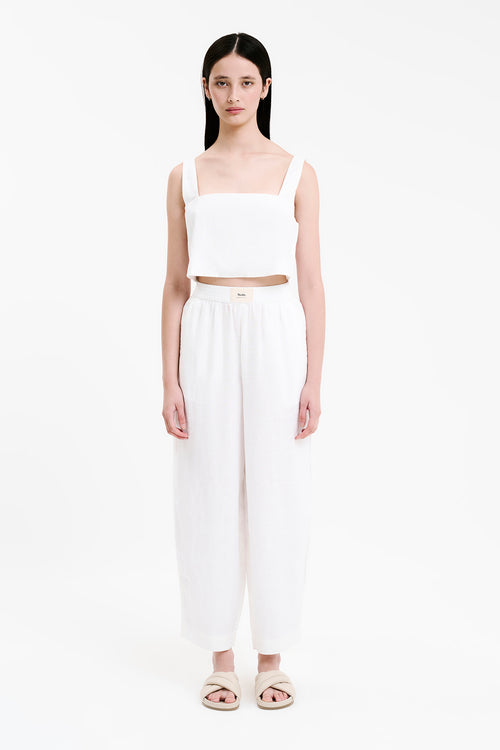 Nude Lucy Lounge Heritage Linen Pant in White
