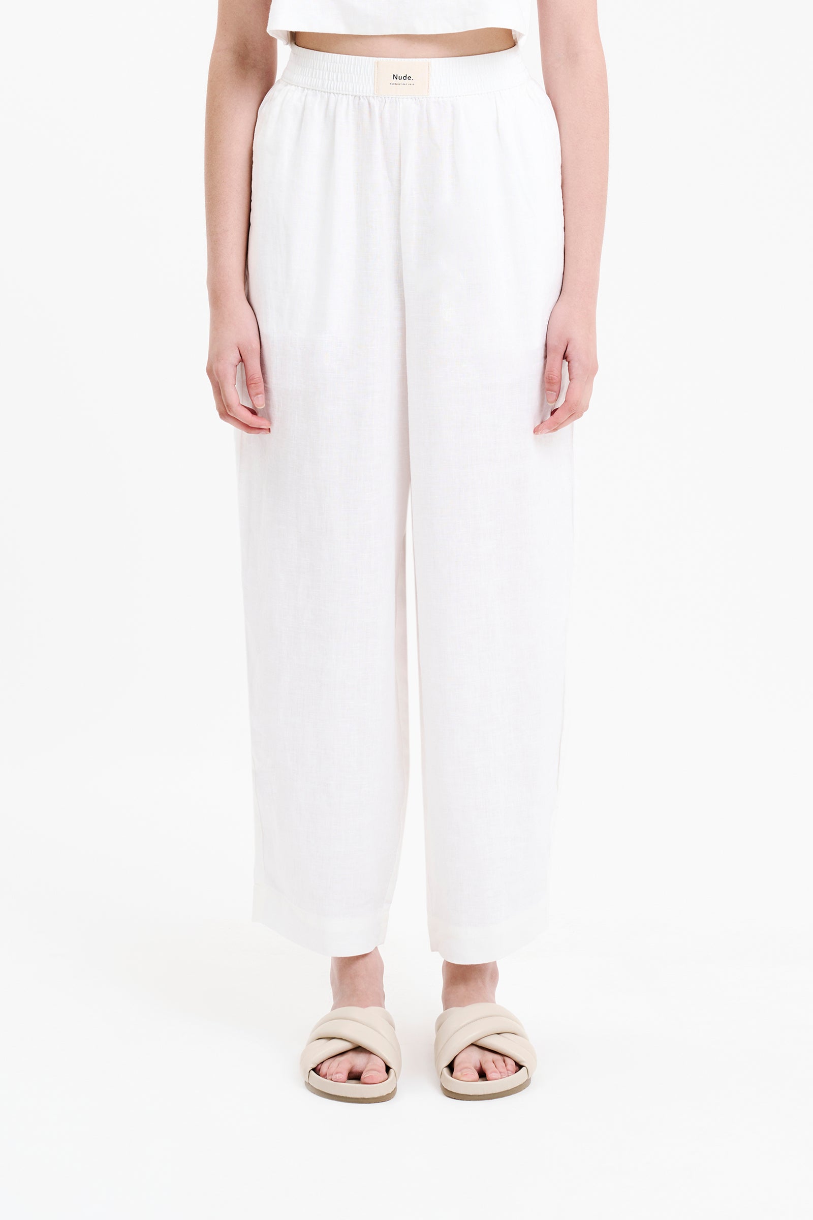 Nude Lucy Lounge Heritage Linen Pant In White 
